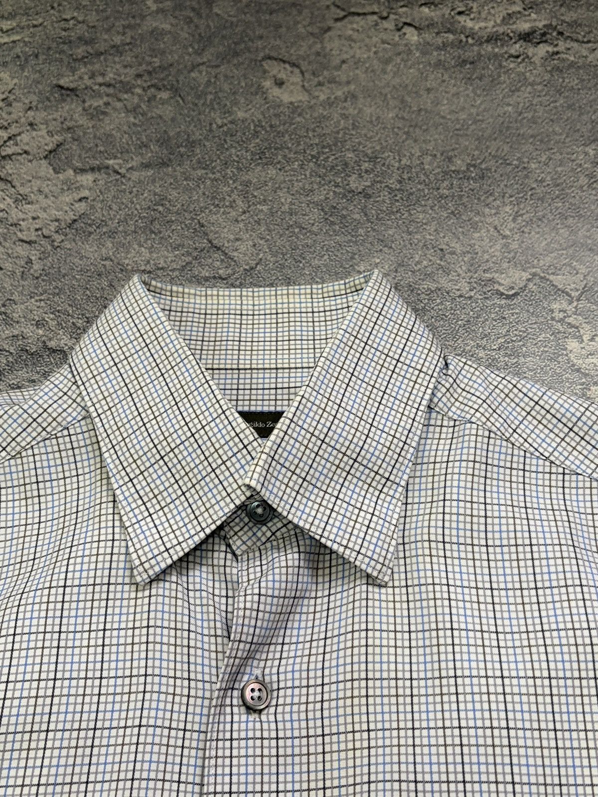 Ermenegildo Zegna Ermenegildo Zegna Plaid Shirt Blue Grey Button Up Italy M Size US M / EU 48-50 / 2 - 6 Thumbnail