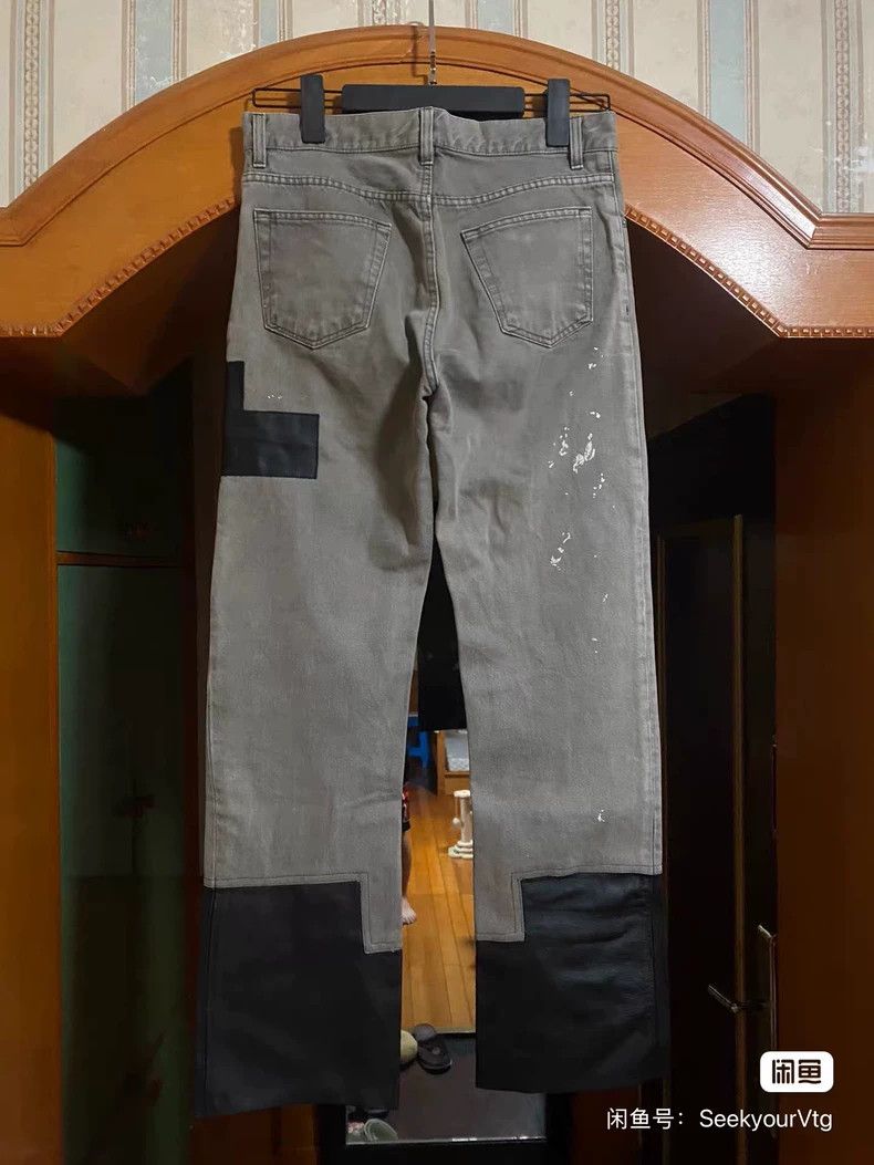 Helmut Lang HELMUT LANG Brown mud dyed ink splashed leather jeans Size US 31 - 2 Thumbnail
