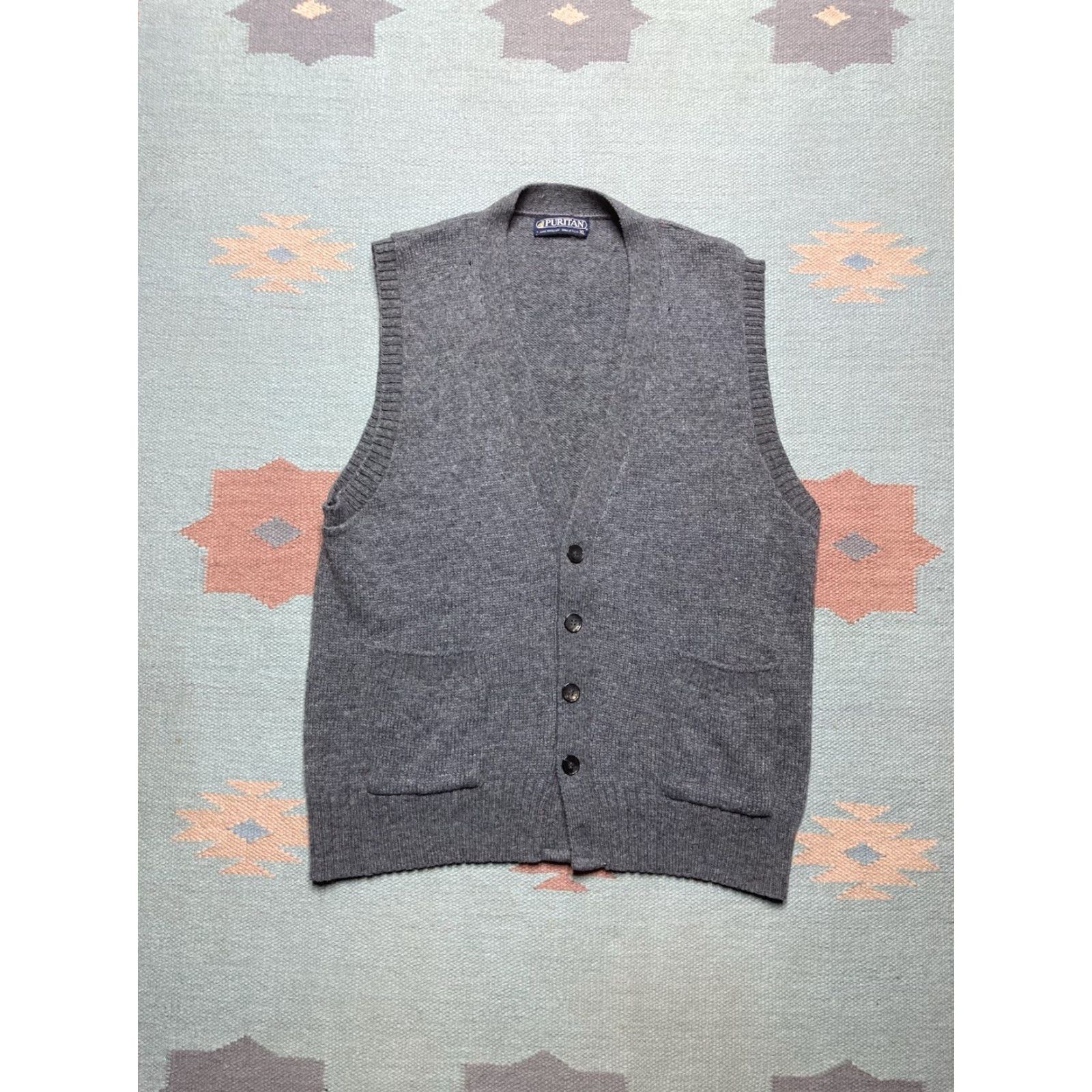 Vintage VINTAGE Puritan Sweater Cardigan Wool Blend Gray XL Button Front Cardigan Men 70s Size US XL / EU 56 / 4 - 2 Thumbnail