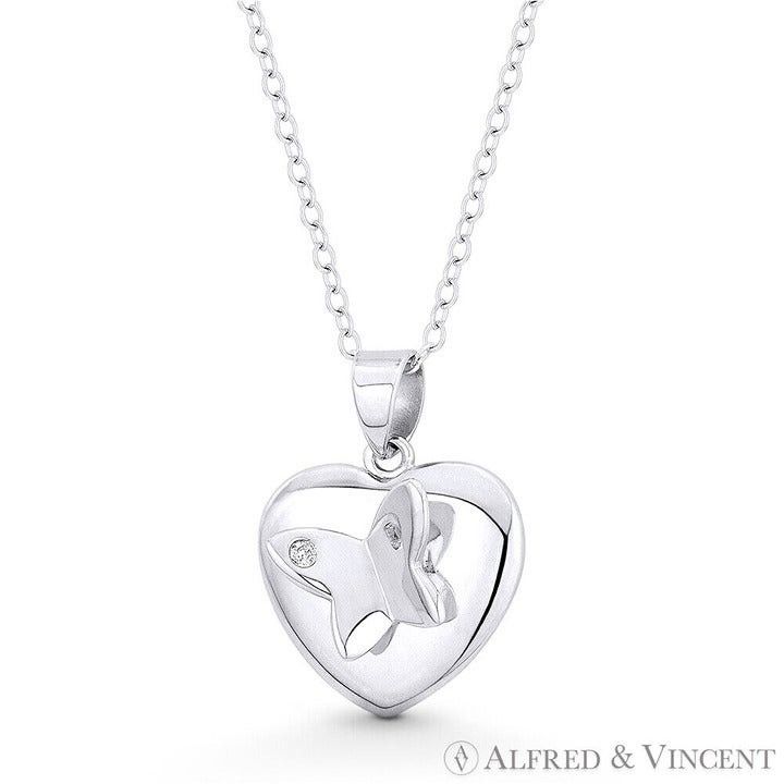 Other Heart Charm & Butterfly w/ CZ Crystal 20x15mm Pendant Size ONE SIZE - 1 Preview