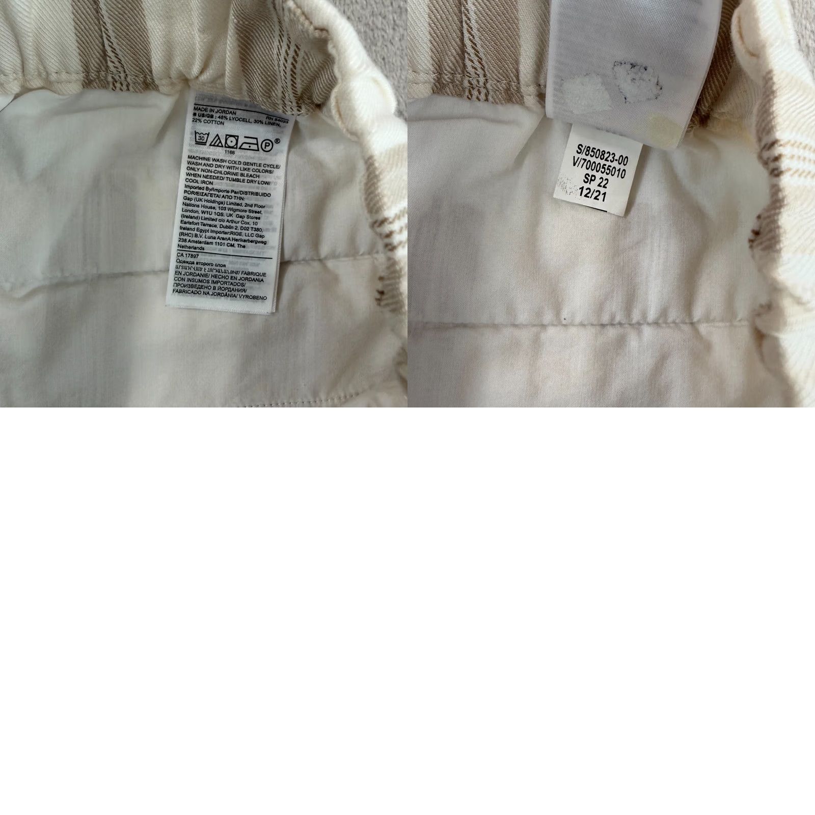 Banana Republic Banana Republic Wide Leg Linen Blend Trouser Pants Beige Stripes Women Large Tall Size 36" / US 14 / IT 50 - 8 Thumbnail