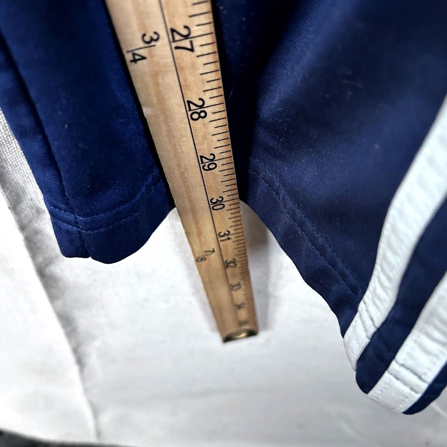 Adidas VINTAGE Adidas Tear Away Track Pants Mens Large Navy Blue White Stripe Snap Side Size US 33 - 6 Thumbnail