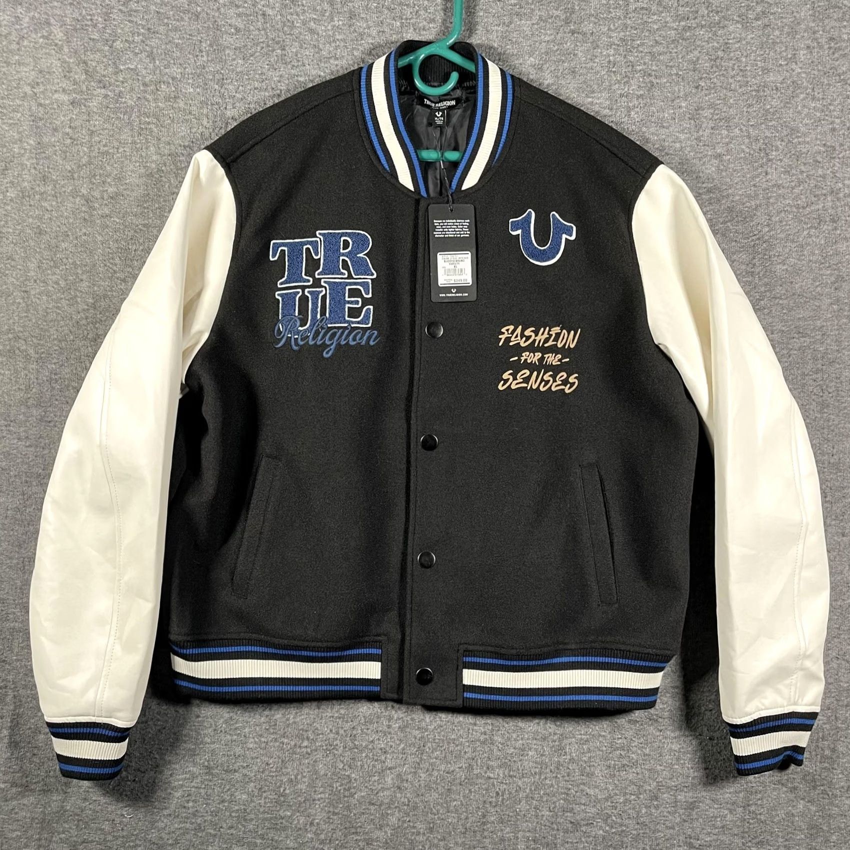 True Religion True Religion Varsity Jacket XL Black Wool Sleeves Spellout Streetwear Basketball College Sports Logo Embroidered Men XXLong? Size US XL / EU 56 / 4 - 2 Thumbnail
