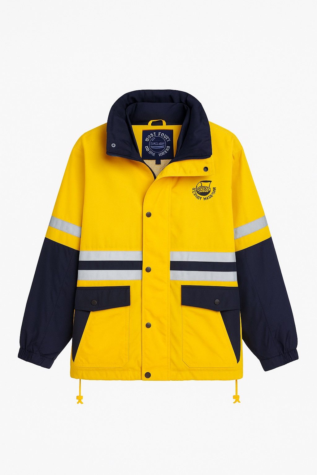 Vintage First Down Ocean Marina Sailing Jacket Yellow Nav Reflective Size US L / EU 52-54 / 3 - 1 Thumbnail