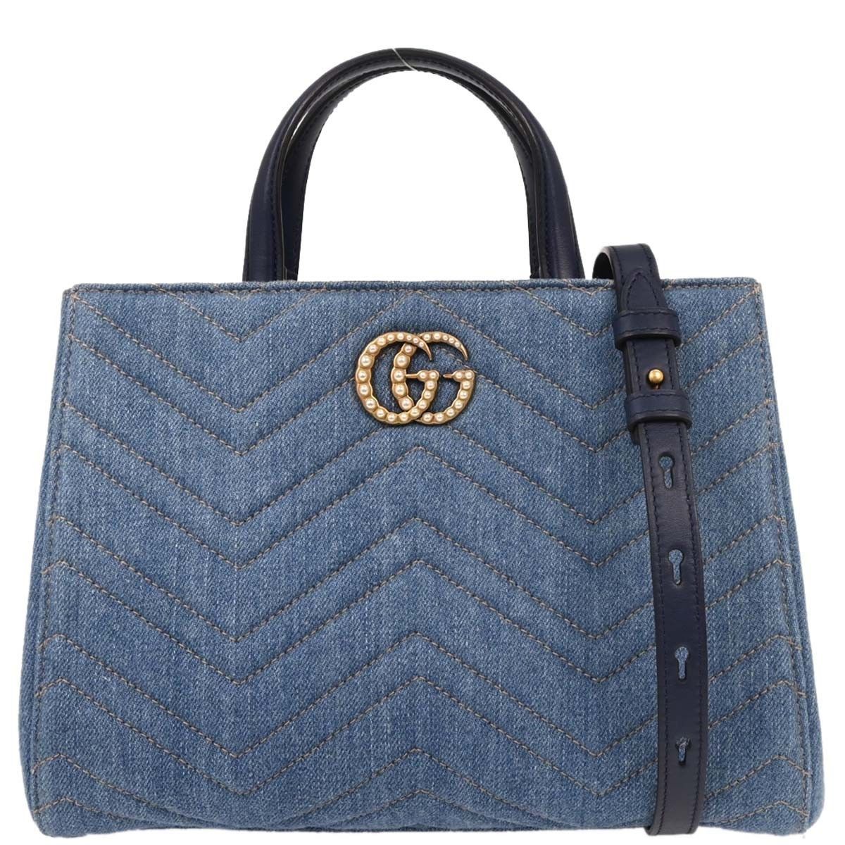 Gucci Gucci Pearly GG Marmont Tote Matelasse Denim Size ONE SIZE - 1 Thumbnail