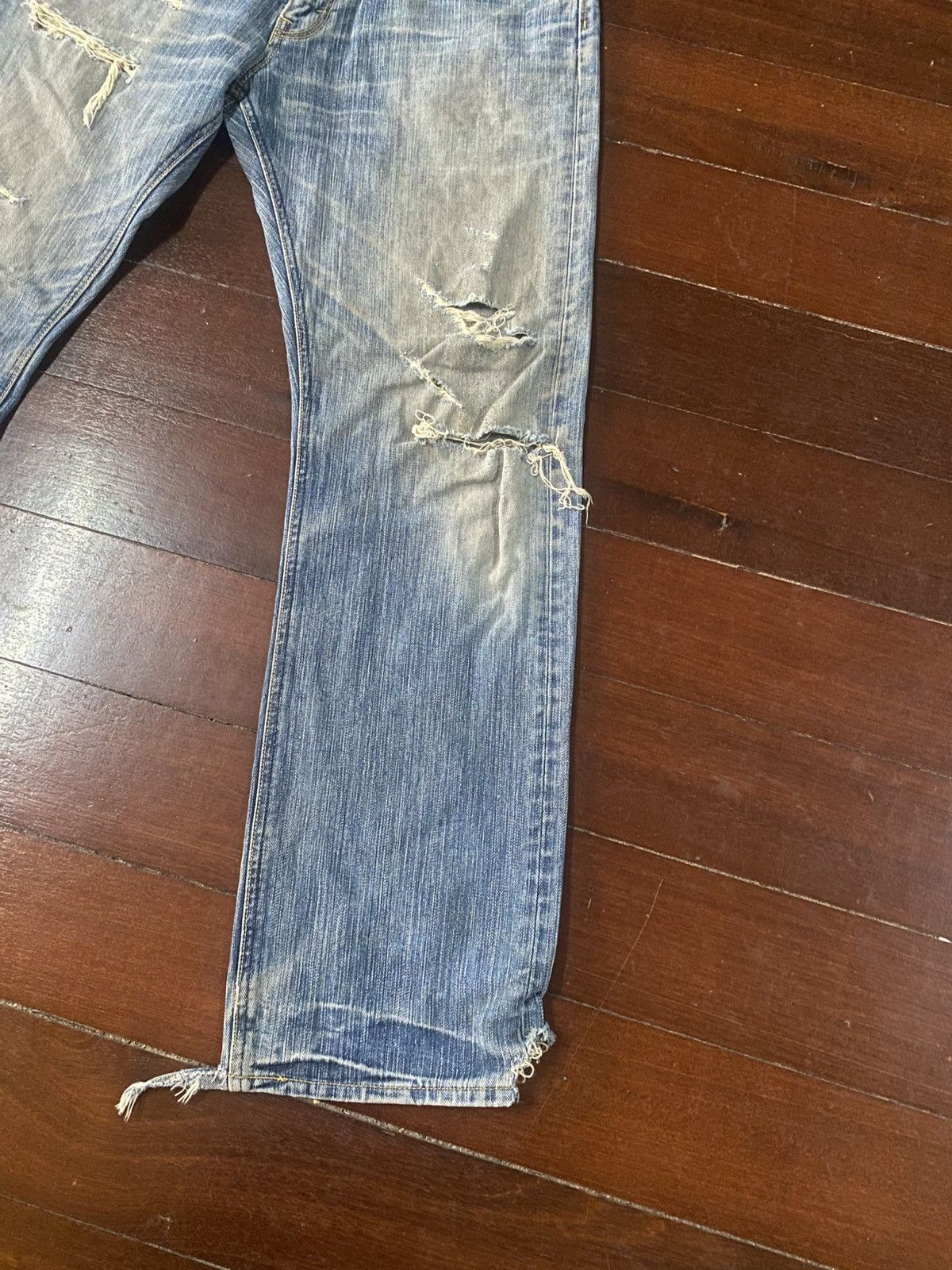 Lee Vintage Lee Distressed Faded ripped Denim Jeans flare Size US 36 / EU 52 - 4 Thumbnail