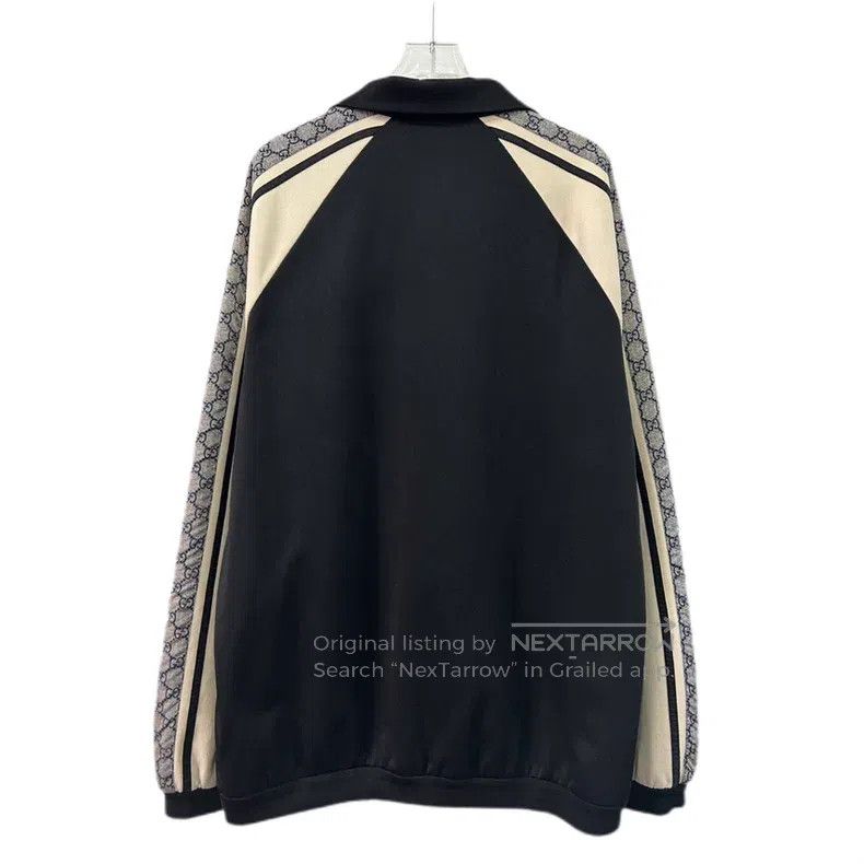 Gucci Gucci Black side stripe logo jacquard lapel zipper long-sl Size US L / EU 52-54 / 3 - 2 Thumbnail