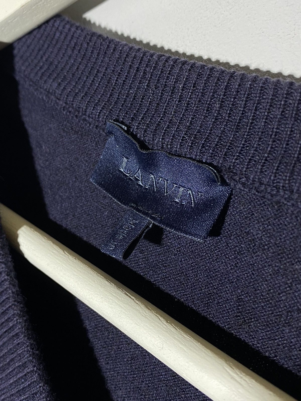 Lanvin Lanvin jumper merinos wool v-neck sweater midnight blue Size US L / EU 52-54 / 3 - 12 Thumbnail