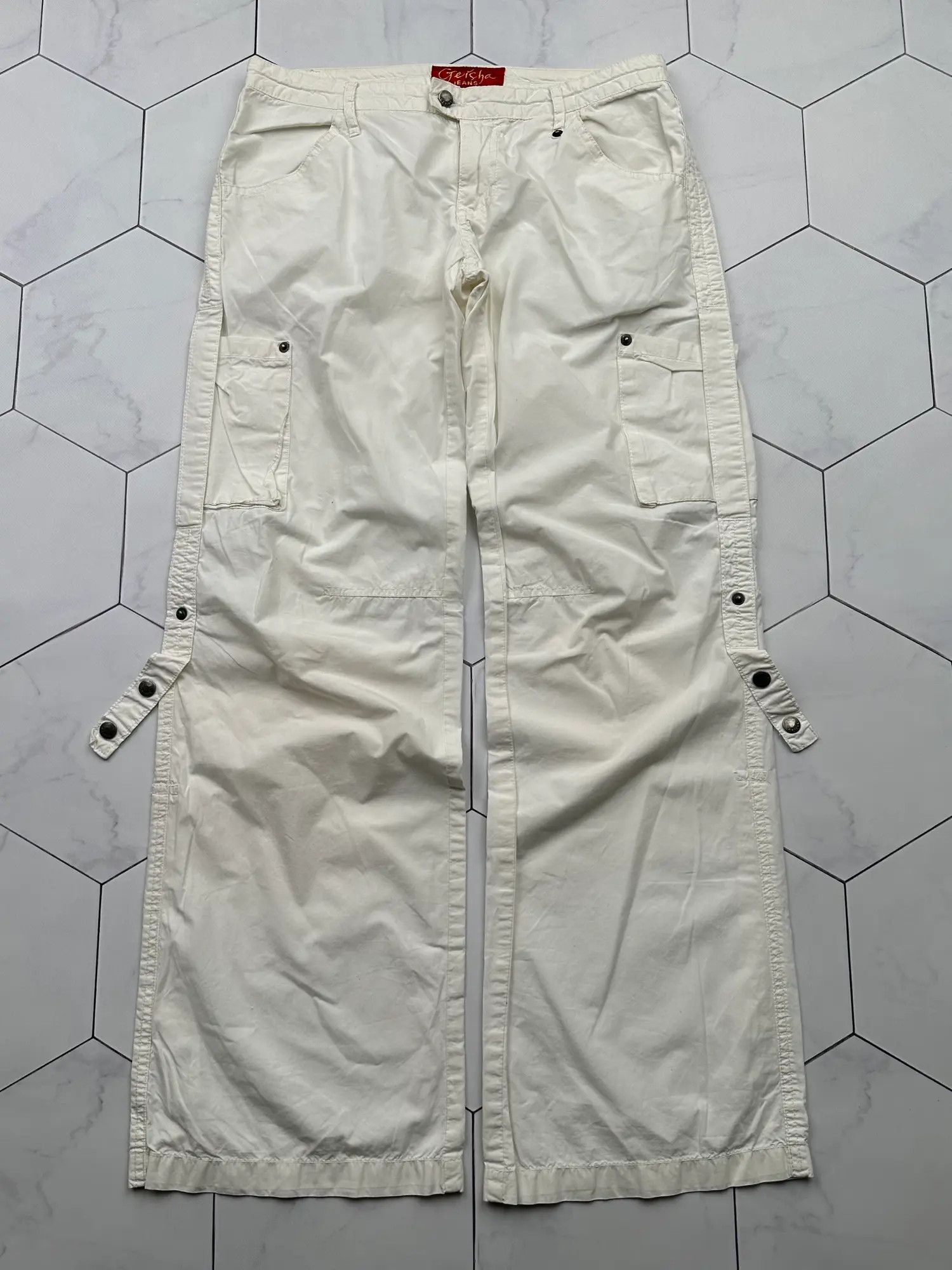 image of Avant Garde Vintage Bondage Wide Pants in White, Women's (Size 27)