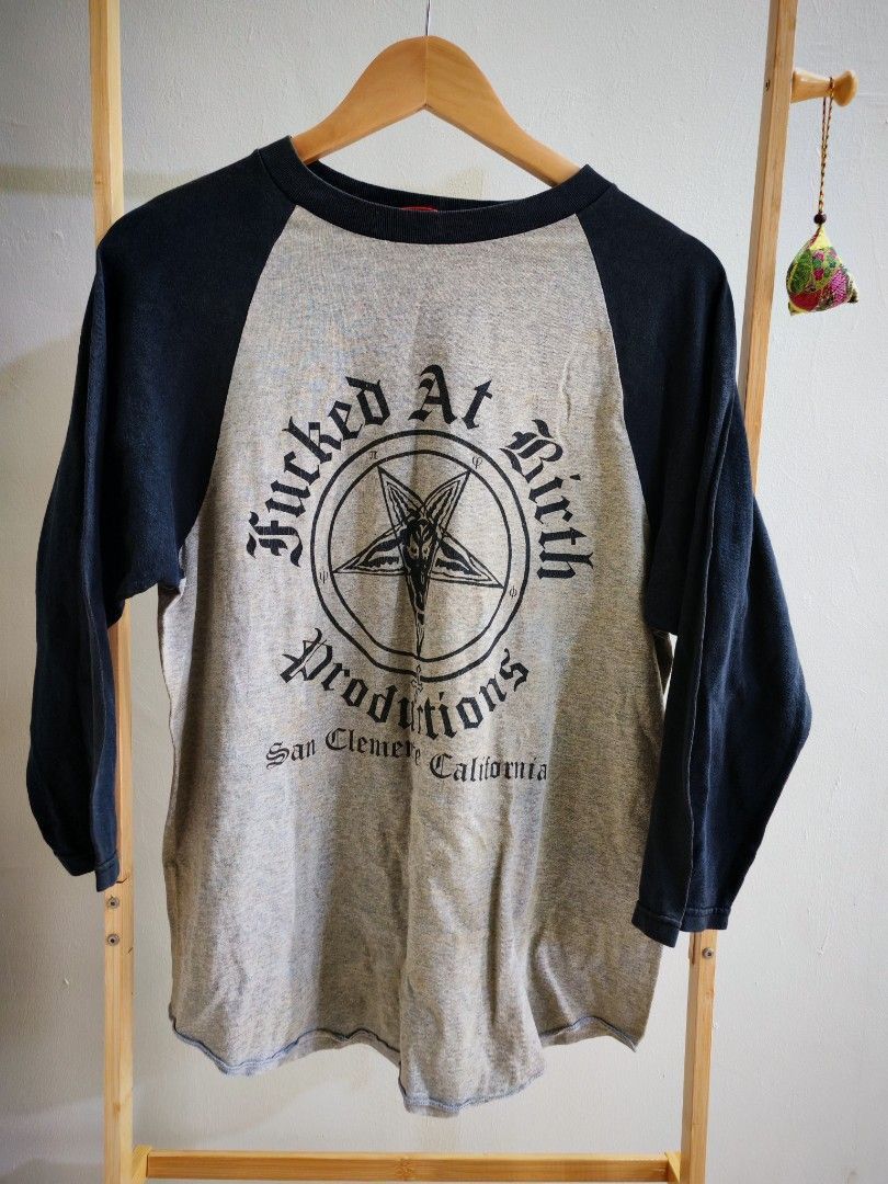 Vintage F.A.B. Fucked At Birth Pentagram Raglan Made in USA Size US L / EU 52-54 / 3 - 1 Thumbnail