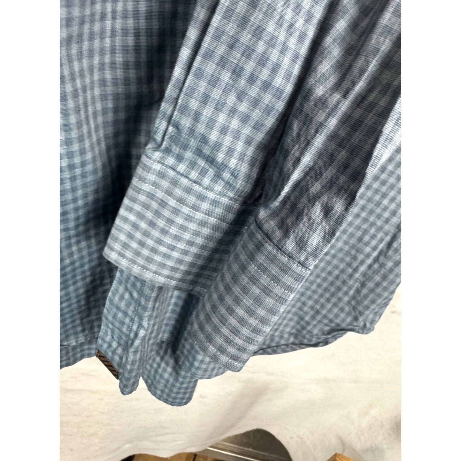 Billy Reid Billy Reid Shirt Mens L Blue Italy Men Standard Cut Dress Button Check Pocket Size 42R - 6 Thumbnail