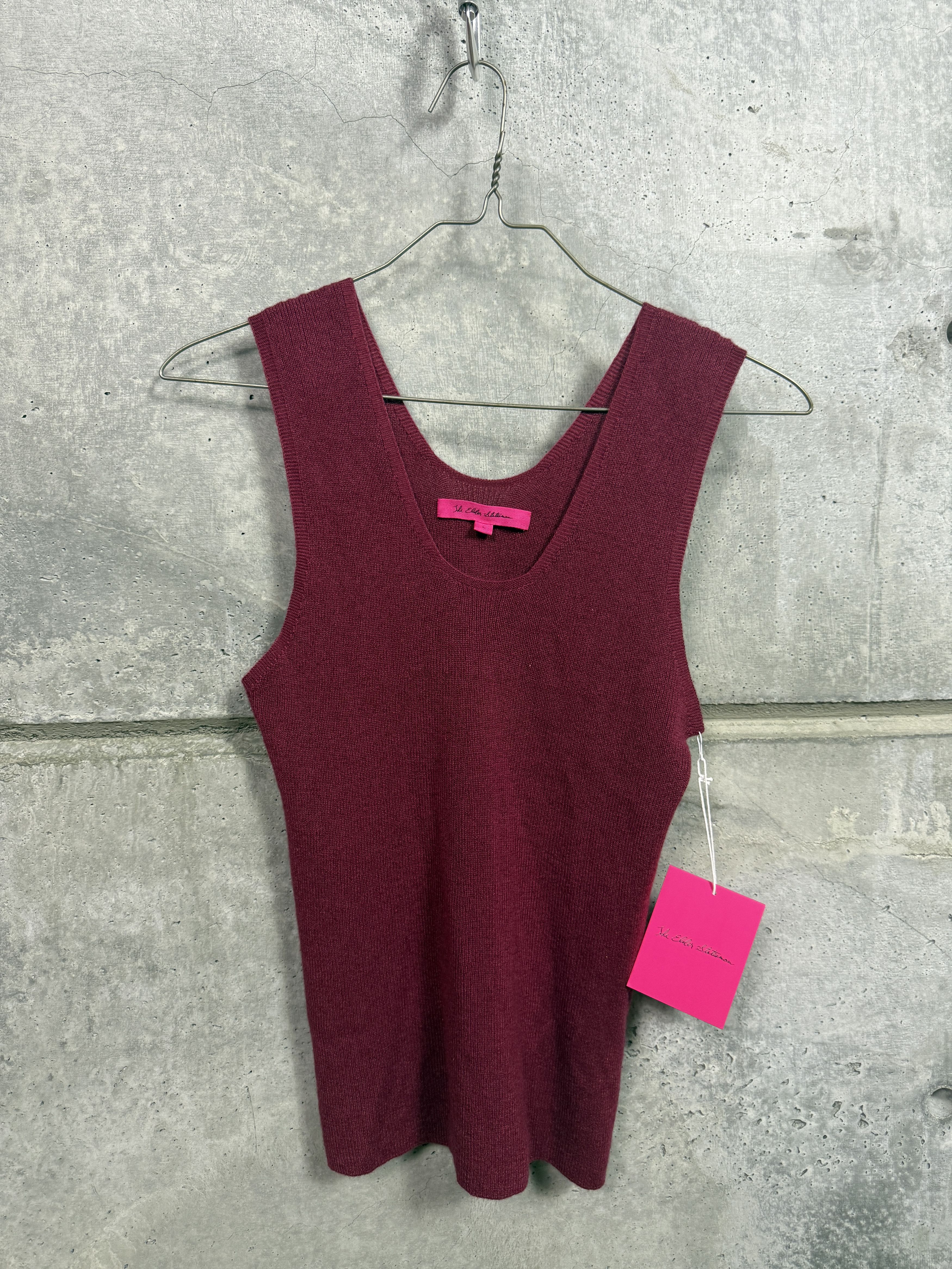 The Elder Statesman $395 The Elder Statesman Delicash Merlot Tank Top Size L / US 10 / IT 46 - 4 Thumbnail