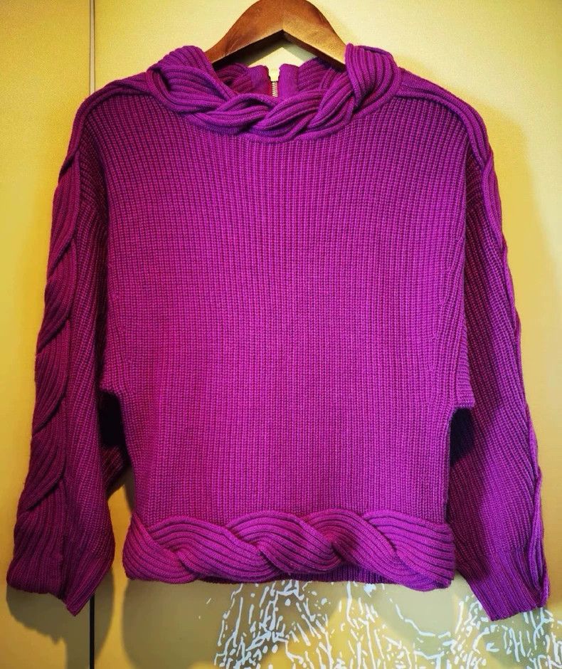 Vintage Kenzo Purple Wool Sweater Classic Wave Design - dmc Size US S / EU 44-46 / 1 - 1 Thumbnail