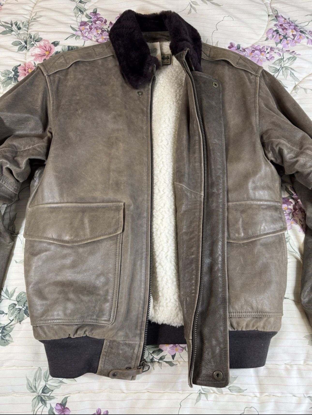 L.L. Bean L.L. Bean Brown Goatskin Leather Shearling Bomber Jacket S Size US S / EU 44-46 / 1 - 6 Thumbnail