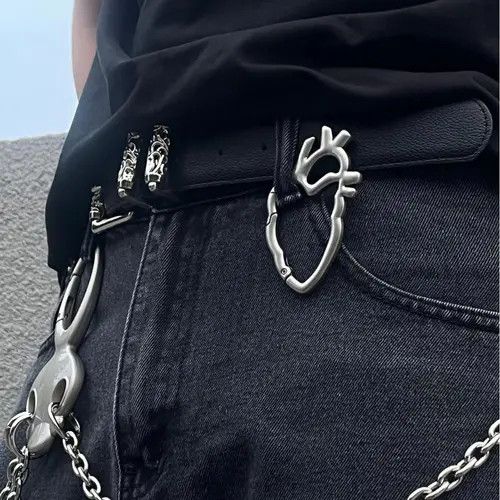 Jewelry Silver Anatomical Heart Carabiner Clip, Keychain Accessory Size ONE SIZE - 1 Thumbnail