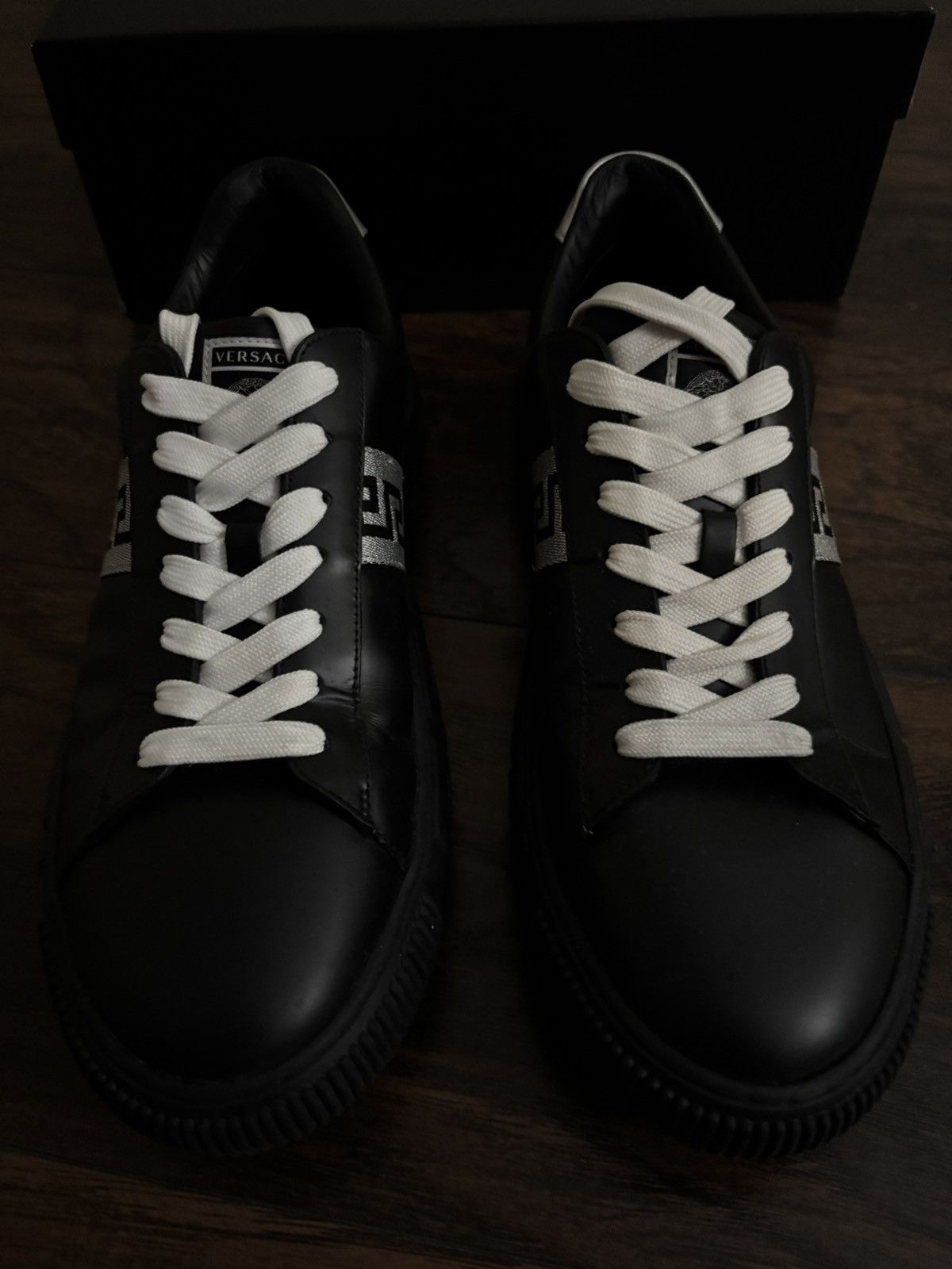 Versace Versace Greca Low-Top Sneakers (Black/Silver) 👟 Size: 11 Size US 11 / EU 44 - 1 Thumbnail