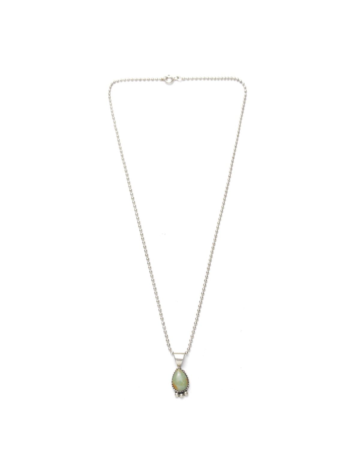 Vintage 2000S JAPANESE MADE STERLING SILVER NECKLACE GREEN STONE Size ONE SIZE - 2 Thumbnail