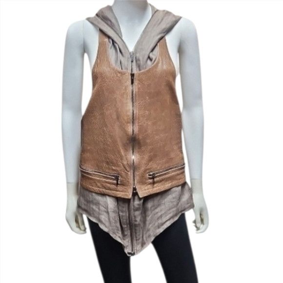 Haider Ackermann Leather Hooded Layered Vest
