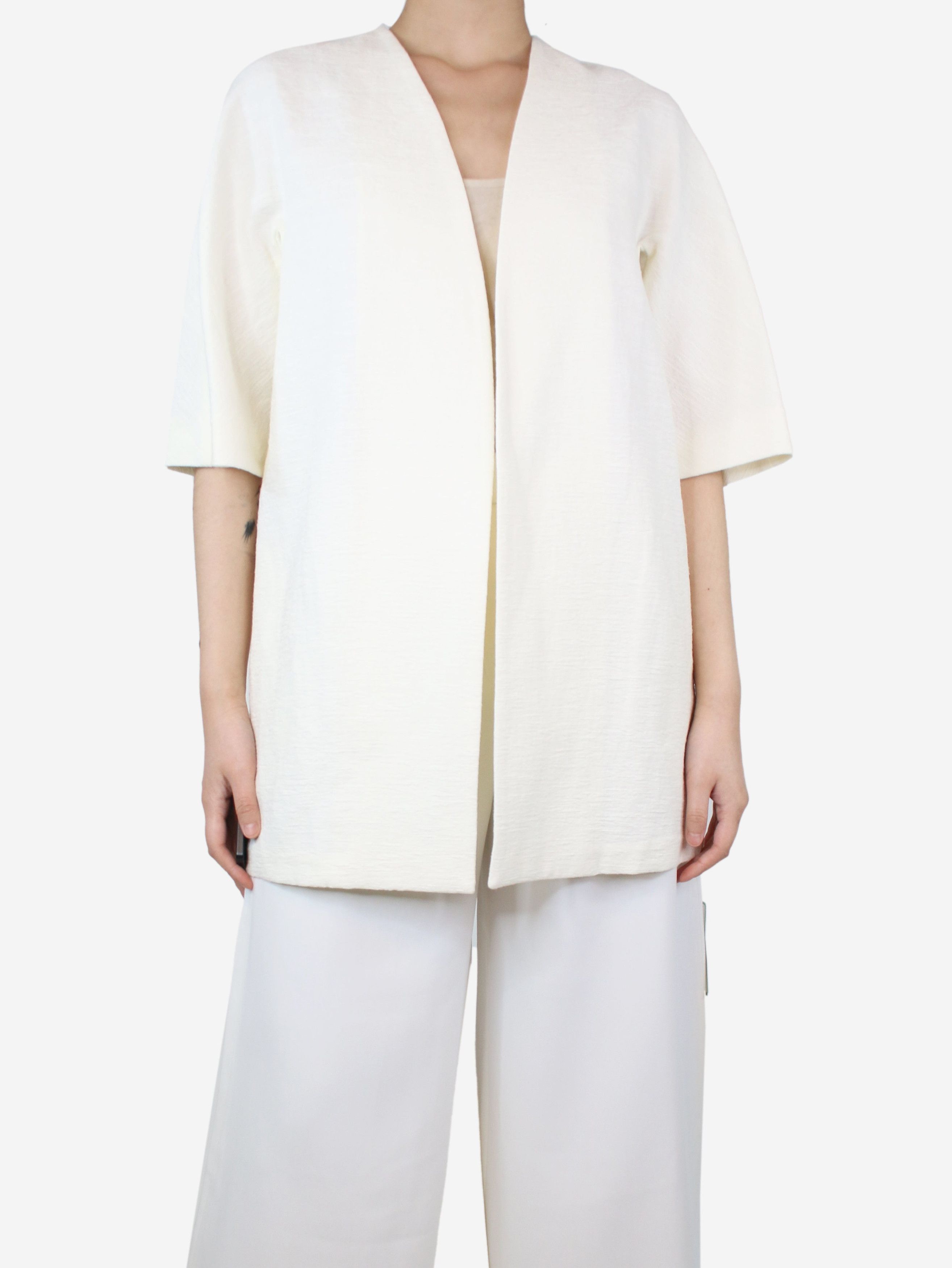 image of Max Mara Cream Short-Sleeved Textured Jacket - Size Uk 6, Women's