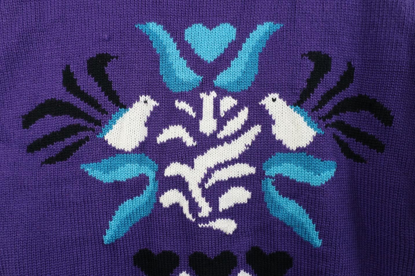 Vintage Vintage 90s Babydoll Fairy Kei Heart Bird Flower Sweater Size L / US 10 / IT 46 - 5 Thumbnail