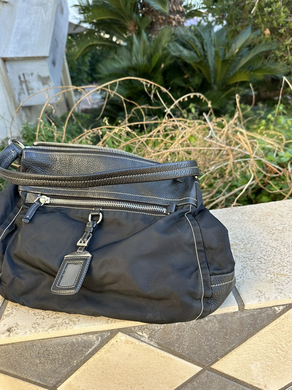 Prada Prada Black Shoulder Bag Leather Nylon Size ONE SIZE - 5 Thumbnail