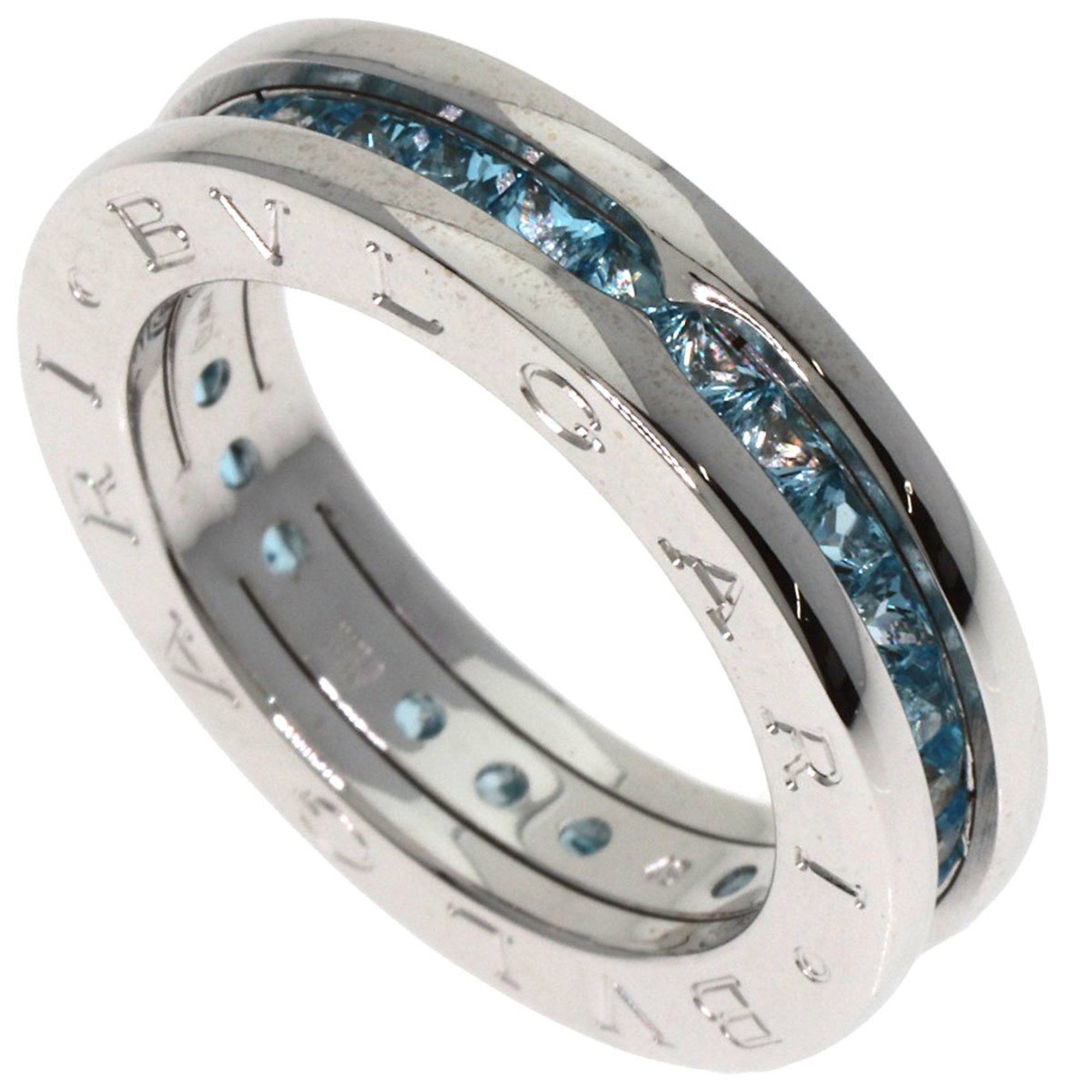BVLGARI B-zero1 1-Band XS Blue Topaz #49 Ring in 18K White Gold