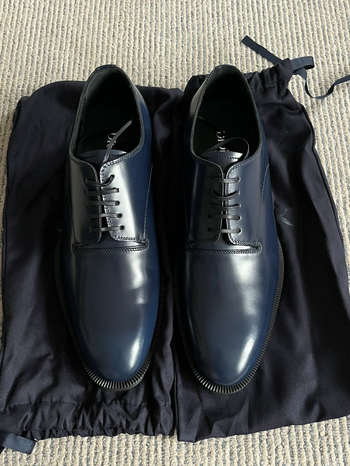 Dior Dark Blue Leather Dress Shoes Size US 7 / EU 40 - 2 Thumbnail