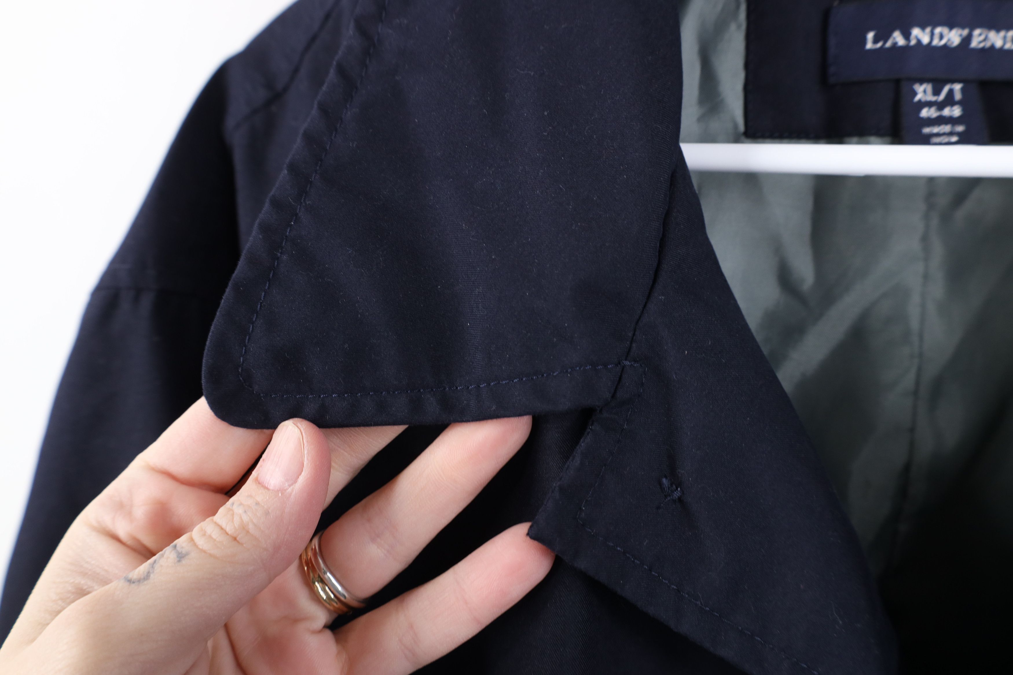 Lands' End Vintage 90s Y2K Lands End Trench Coat Rain Jacket Navy Blue Size US XL / EU 56 / 4 - 5 Thumbnail