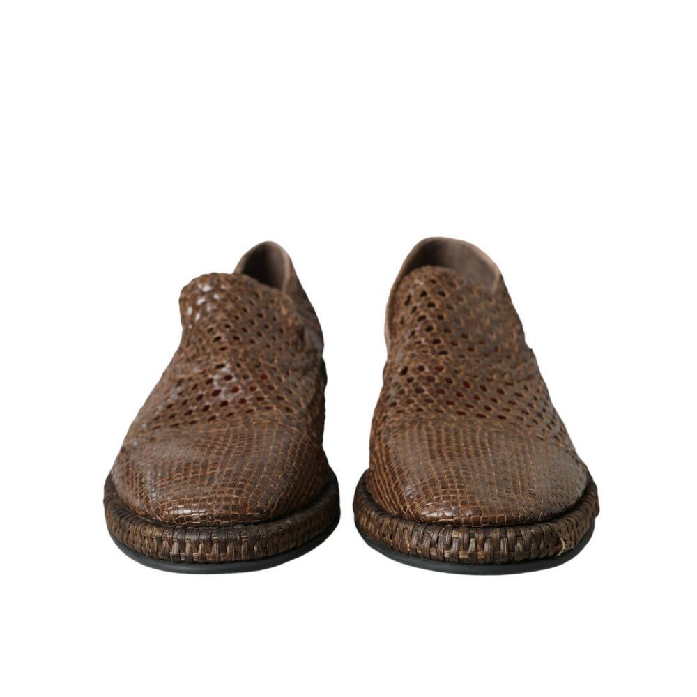 Dolce & Gabbana Dolce & Gabbana Brown Woven Leather Loafers Casual Shoes Size US 8 / EU 41 - 2 Thumbnail