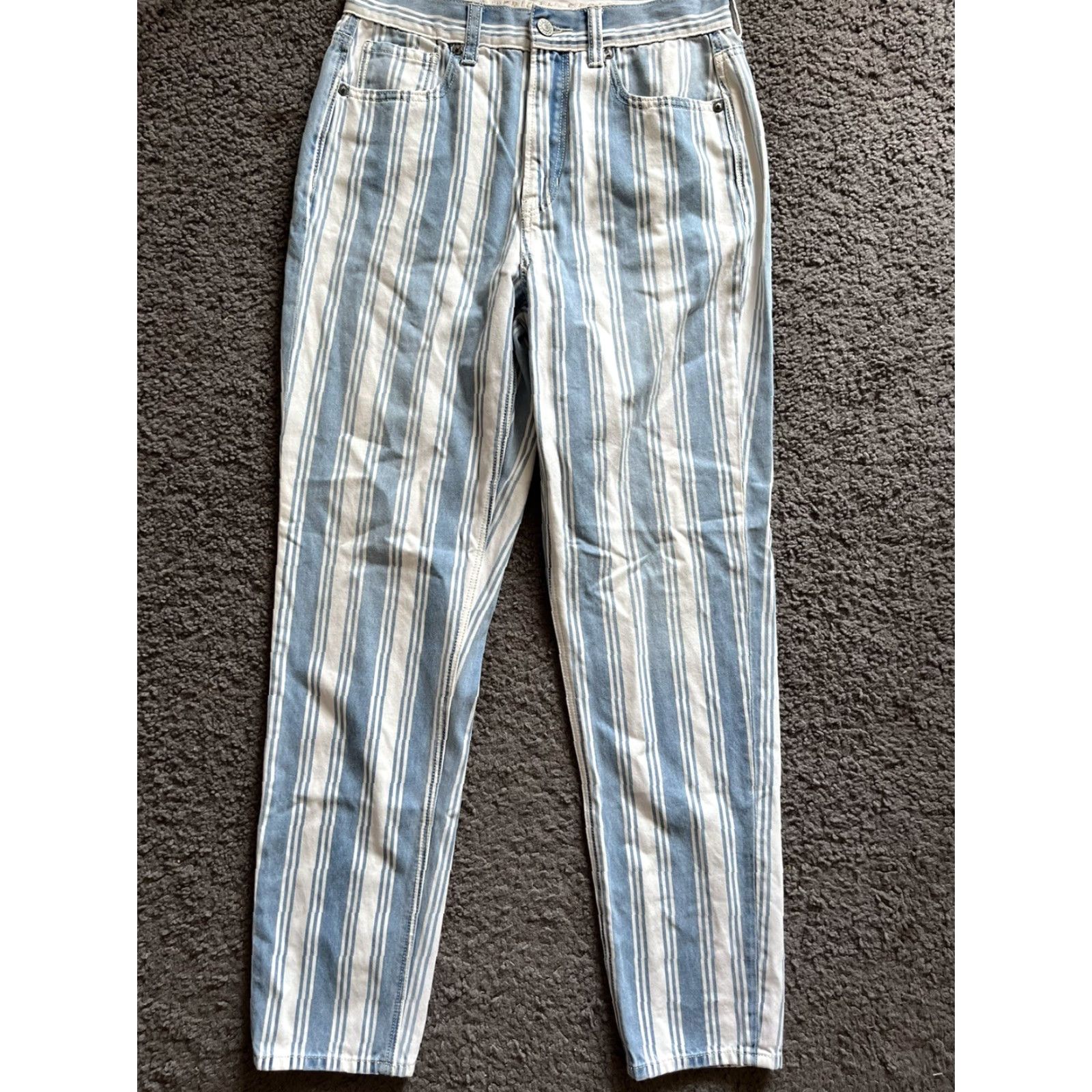 American Eagle Outfitters American Eagle Mom Jeans High Rise Pin Stripe Womens Sz 2 Light Wash 100% Cotton Jeans Vintage No Size 26" / US 2 / IT 38 - 4 Thumbnail
