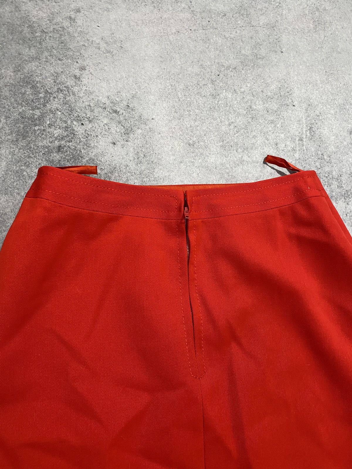 Celine × Vintage Vintage 90s Celine Red Wool Midi Skirt Size 32" / US 10 / IT 46 - 8 Thumbnail