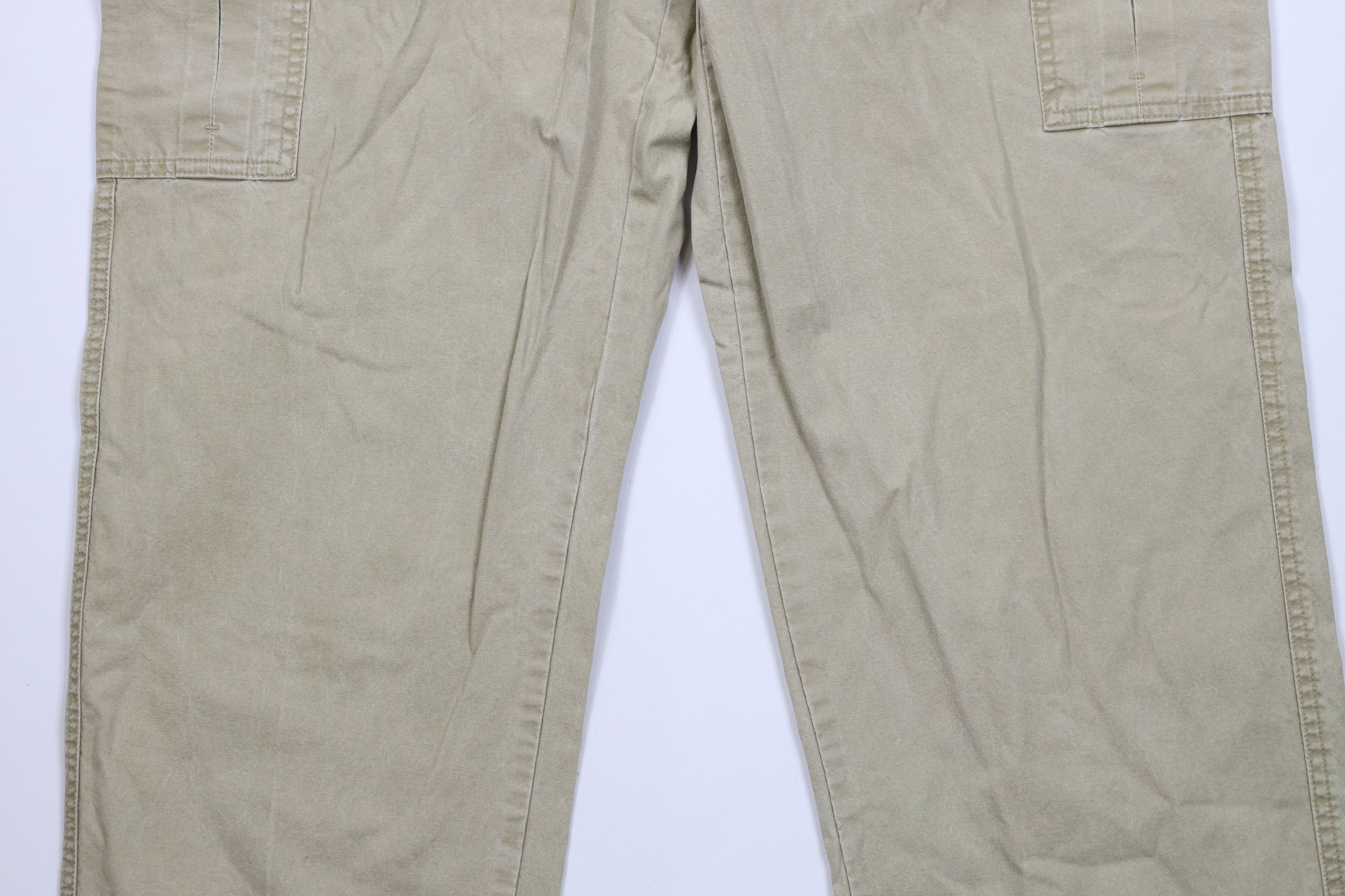L.L. Bean Vintage 90s LL Bean Wide Leg Cargo Pants Beige Cotton Size US 34 / EU 50 - 3 Thumbnail