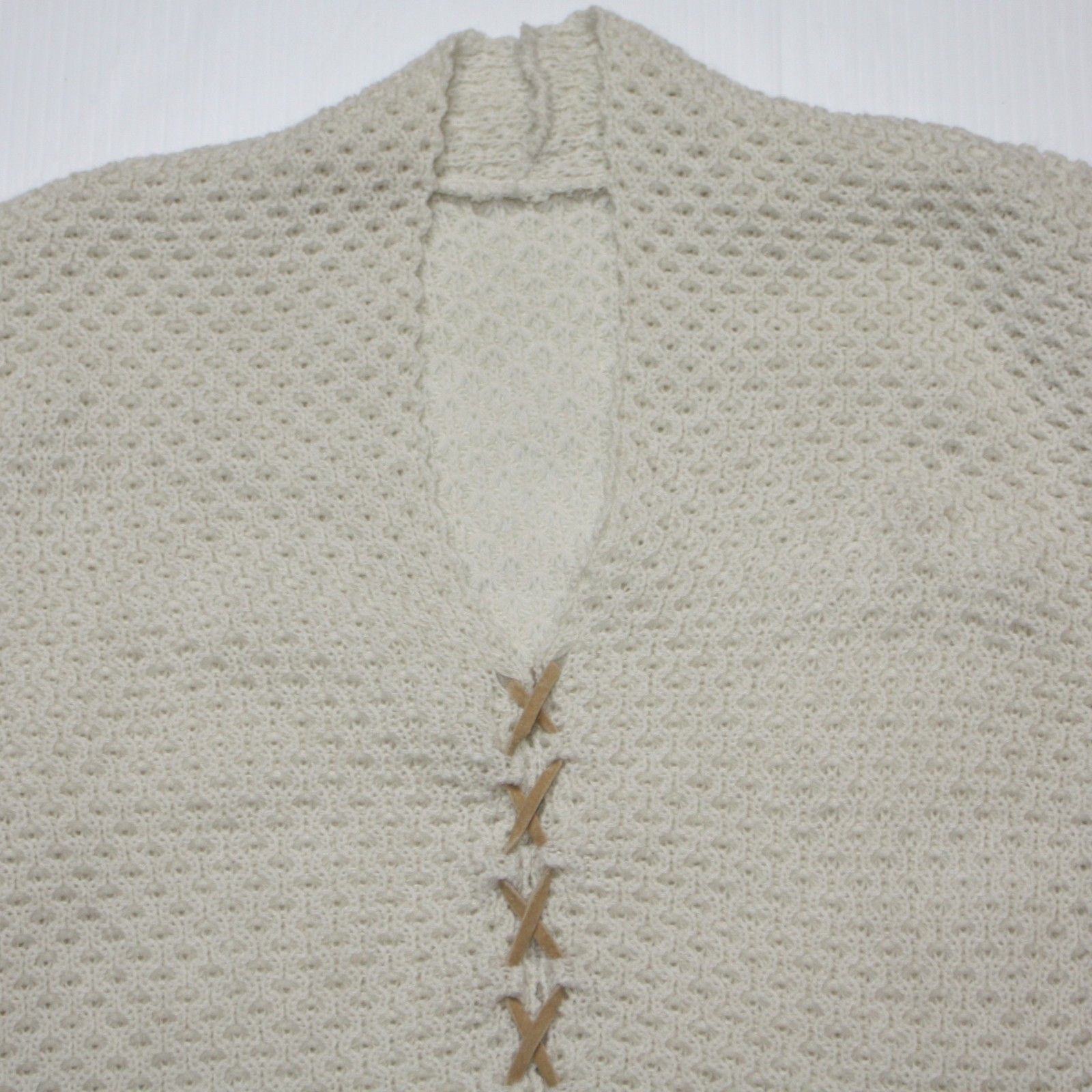 Other Cream Color Knit Sweater with Lace-up Details NWOT Size S / US 4 / IT 40 - 2 Thumbnail