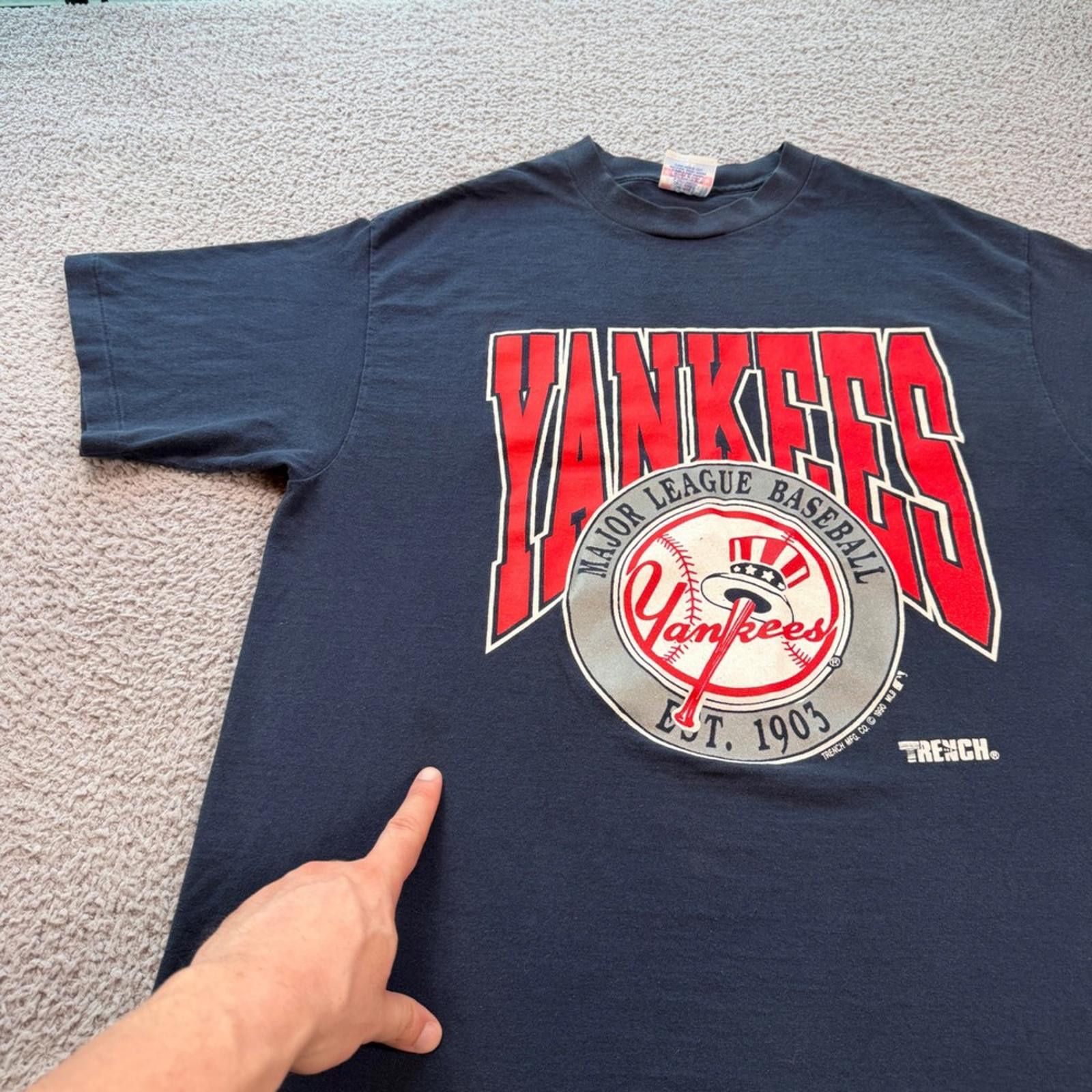 Other Vintage 90s New York Yankees T Shirt Navy Single Stitch XL Size US XL / EU 56 / 4 - 8 Thumbnail