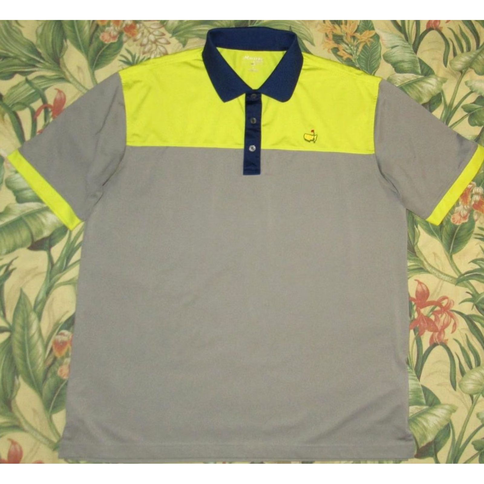 Vintage MASTERS TECH Polo Shirt Short Sleeve Grey Yellow Blue Large Size US L / EU 52-54 / 3 - 2 Thumbnail