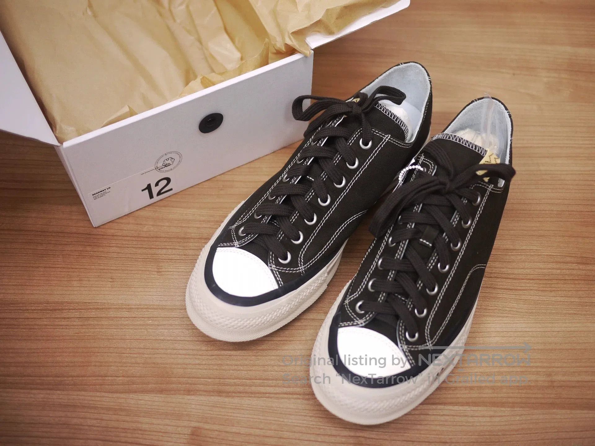 Black Low-Top Canvas Sneakers Size 12.