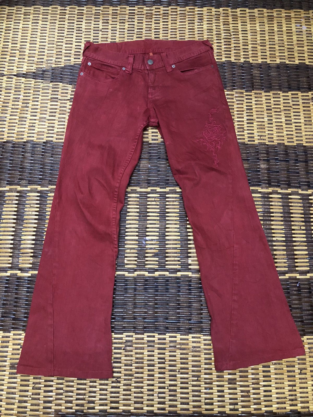 Tornado Mart Vintage Tornado Mart Jeans Pants Flower Red Maroon Size 30" / US 8 / IT 44 - 7 Thumbnail