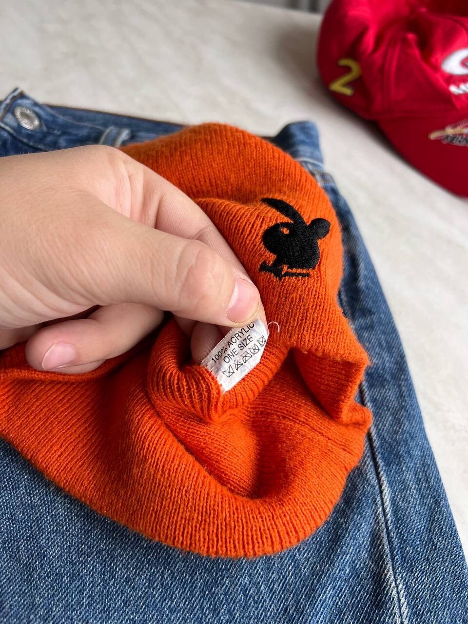 Playboy Vintage Playboy Magazine Beanie Hat Orange Bunny Black Y2K Size ONE SIZE - 4 Thumbnail