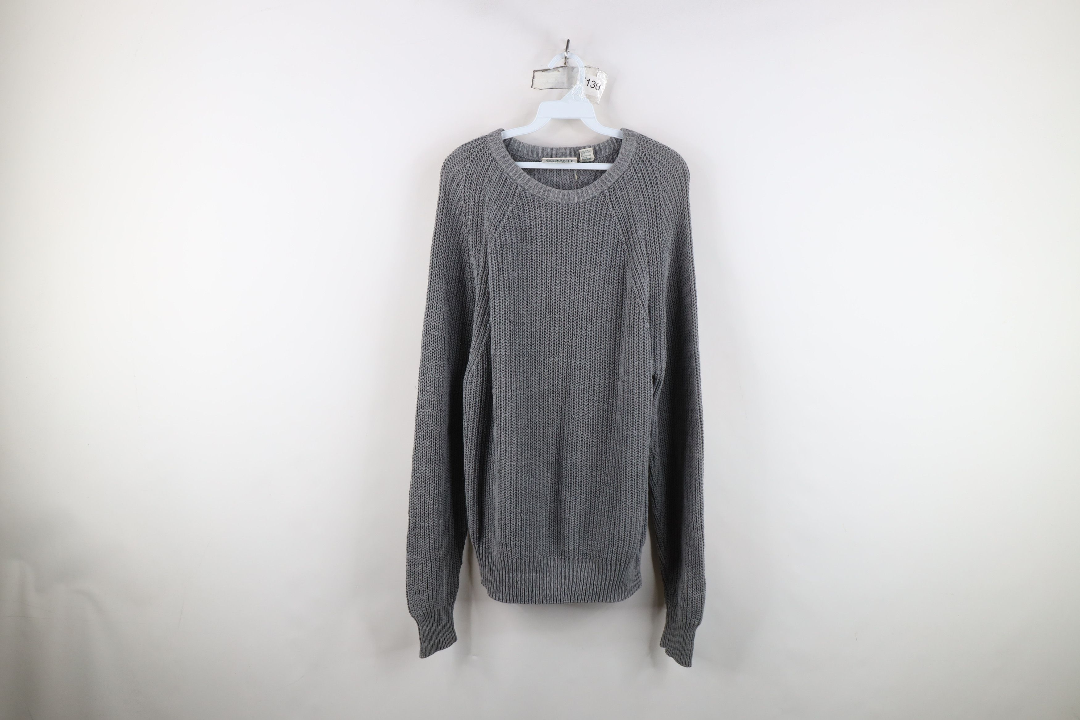 Vintage Vintage 90s Streetwear Ribbed Knit Crewneck Sweater Gray Size XL / US 12-14 / IT 48-50 - 1 Thumbnail