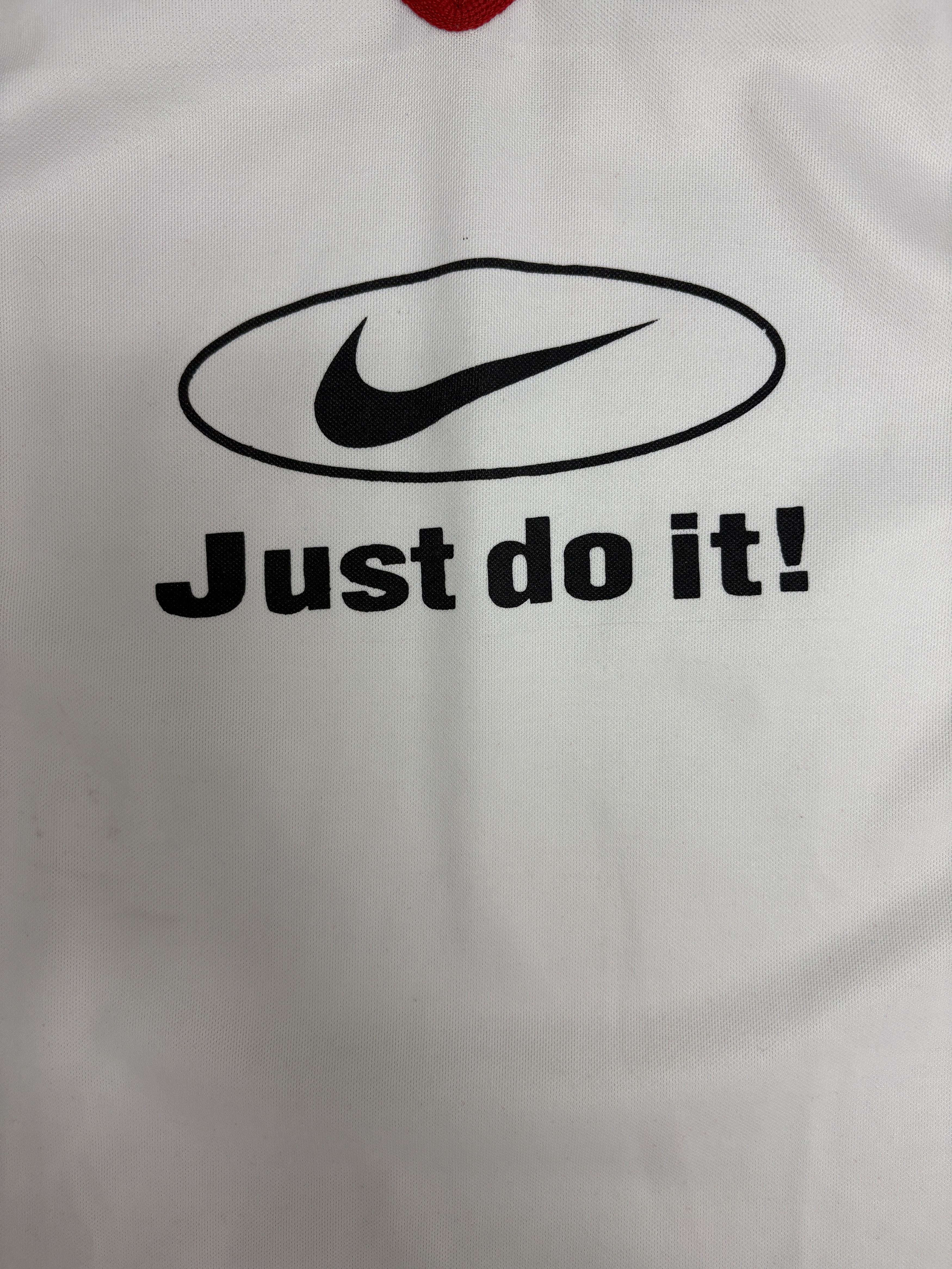 Nike × Vintage Nike Just Do It! Vintage White Jersey Style T-Shirt Tee Size US S / EU 44-46 / 1 - 2 Thumbnail