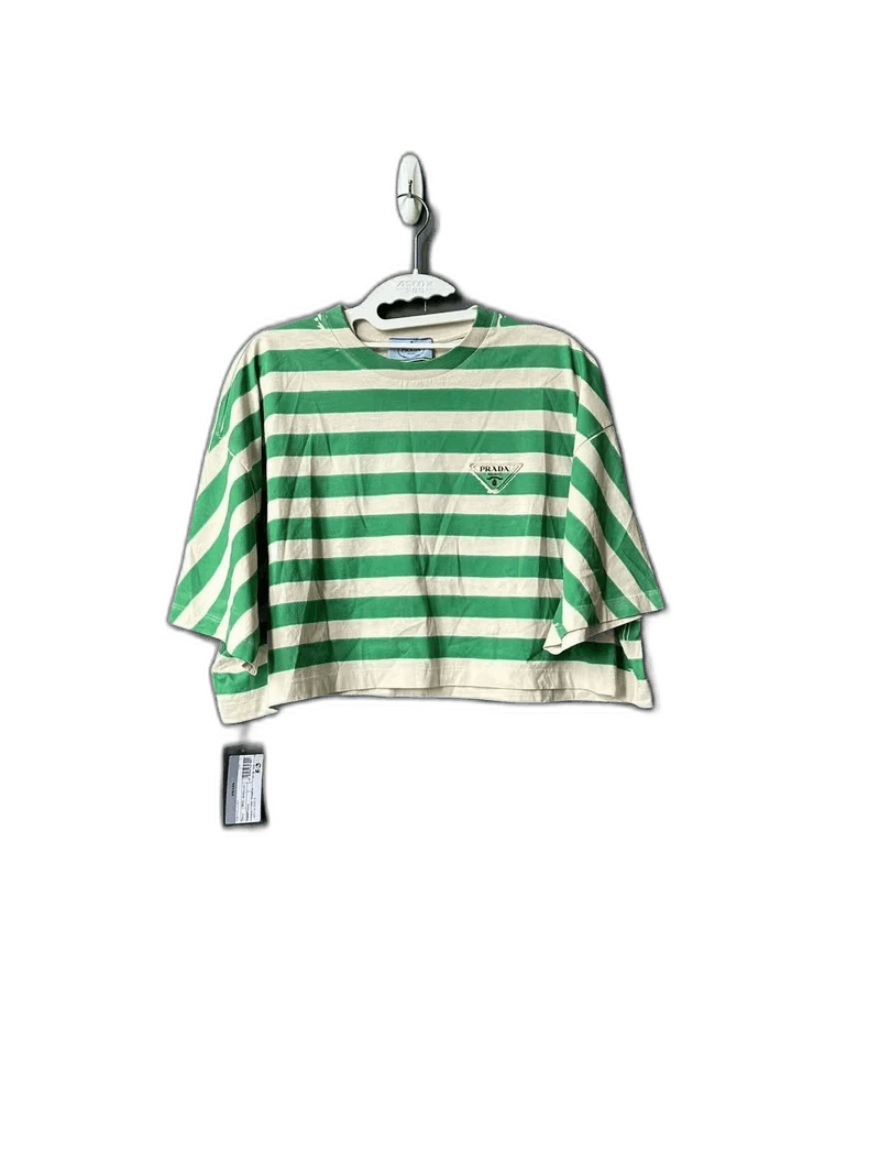 Prada Prada Green and White Striped Short Sleeve Top Size L / US 10 / IT 46 - 1 Thumbnail