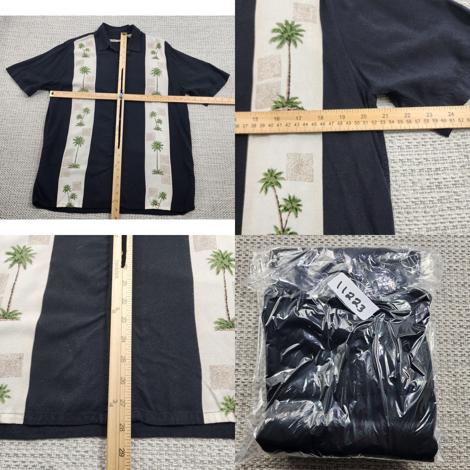 Vintage Batik Bay Hawaiian Shirt Mens M Black Palm Tree Rayon Button-Up Camp Aloha Short Sleeve Tropical Beach Casual Shirt Size US M / EU 48-50 / 2 - 8 Thumbnail