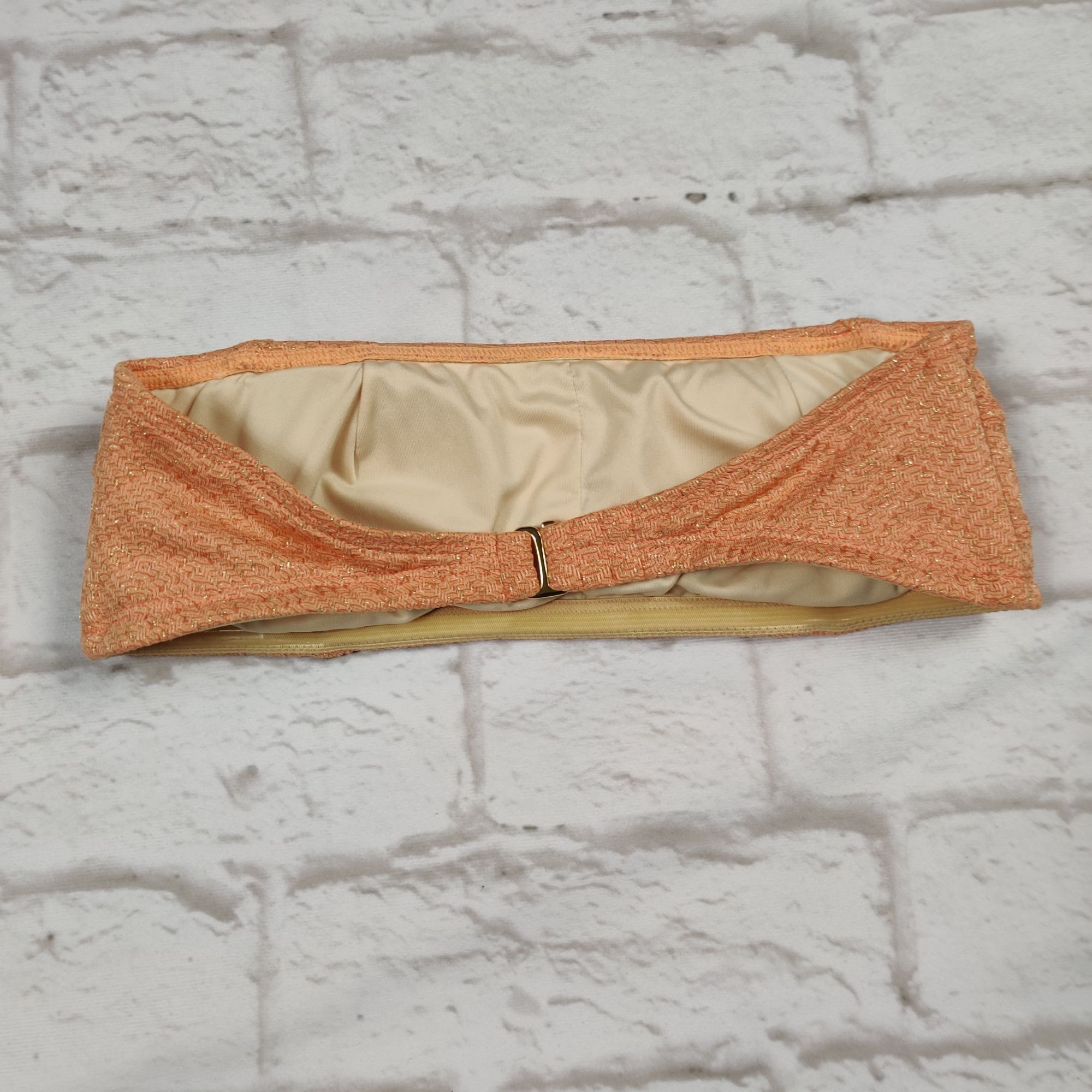 Other Peony 4 Strapless Metallic Orange Gold Texture Bandeau Bikin Size ONE SIZE - 4 Thumbnail
