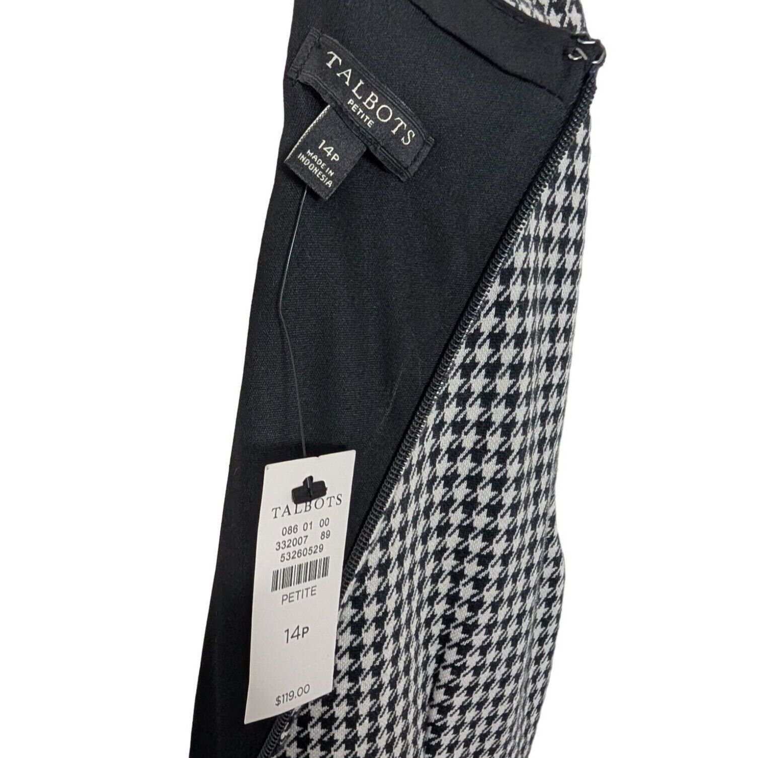 Talbots NEW Talbots Houndstooth Dress Womens Petite Size 14 Black Size XL / US 12-14 / IT 48-50 - 4 Thumbnail