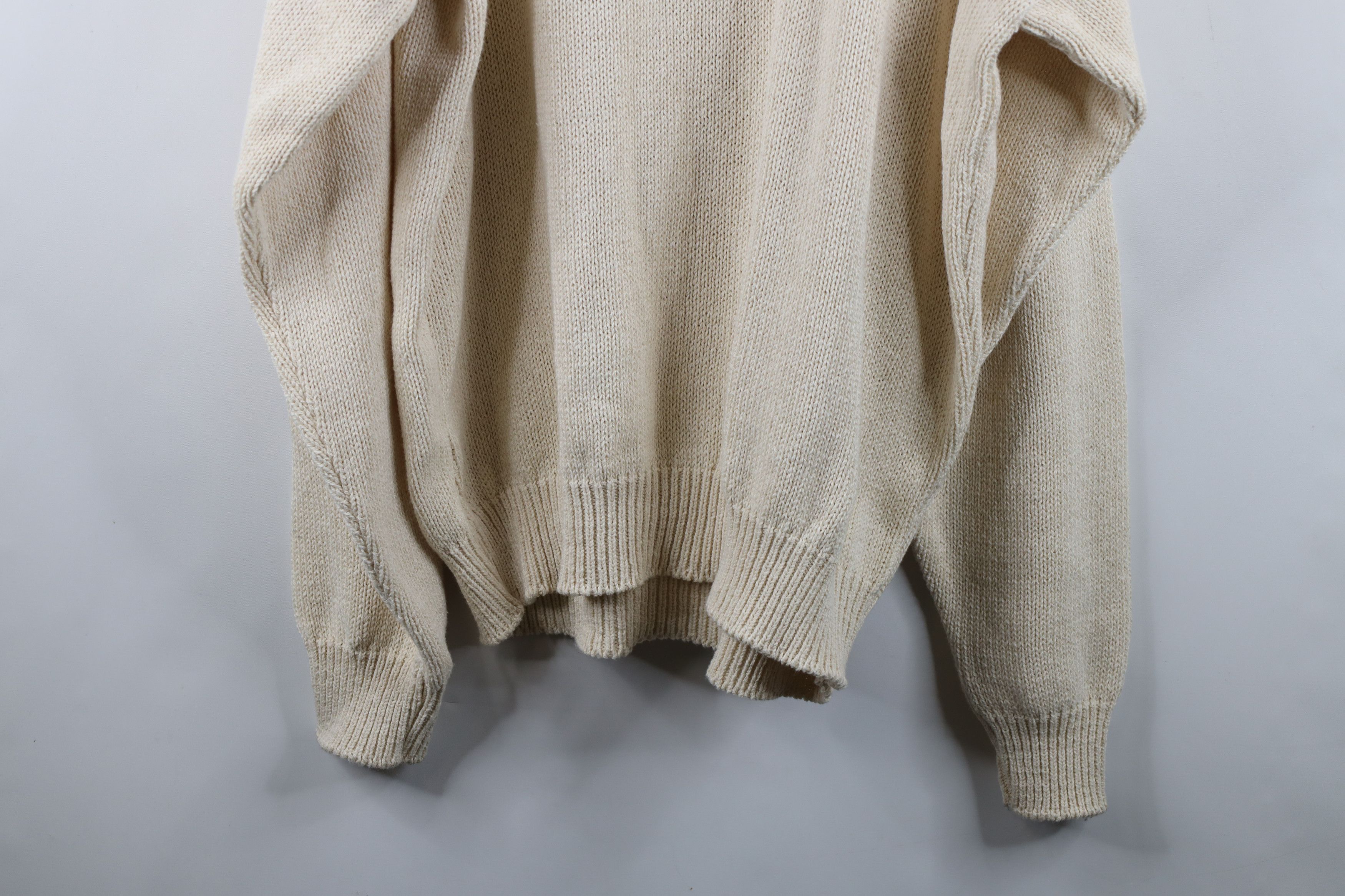 Vintage Vintage 90s Streetwear Ribbed Knit Henley Sweater Cream USA Size US XL / EU 56 / 4 - 11 Thumbnail