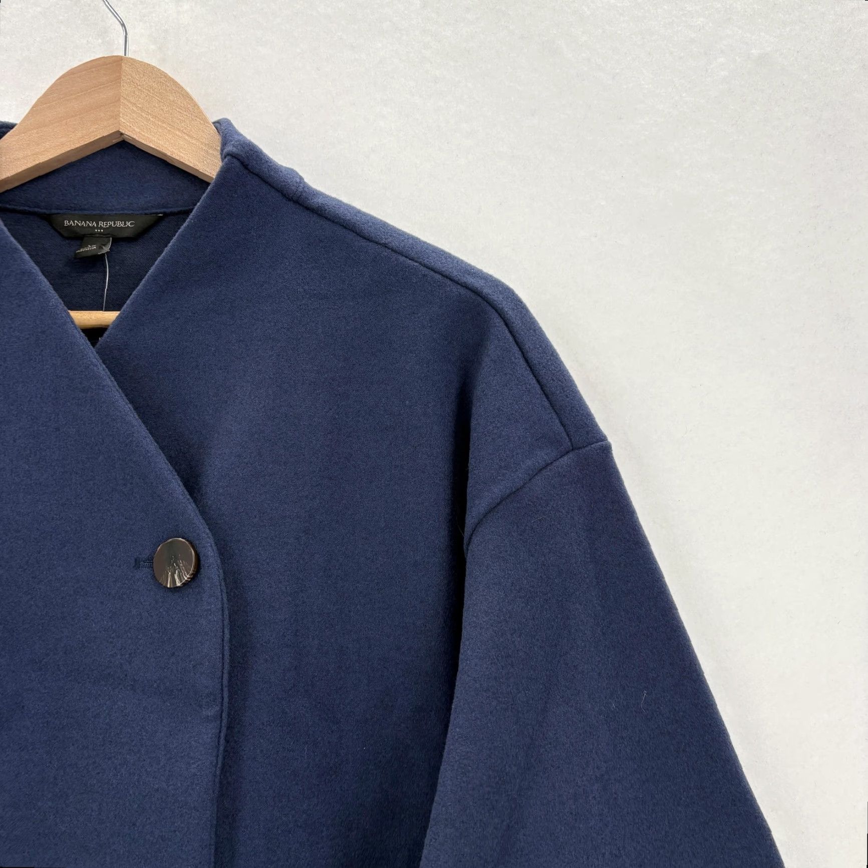 Banana Republic Banana Republic Jacket Womens XL Blue Melton Preppy Short NWT Button Collared Pockets Twill Jacket Size 40" / US 18 - 2 Thumbnail