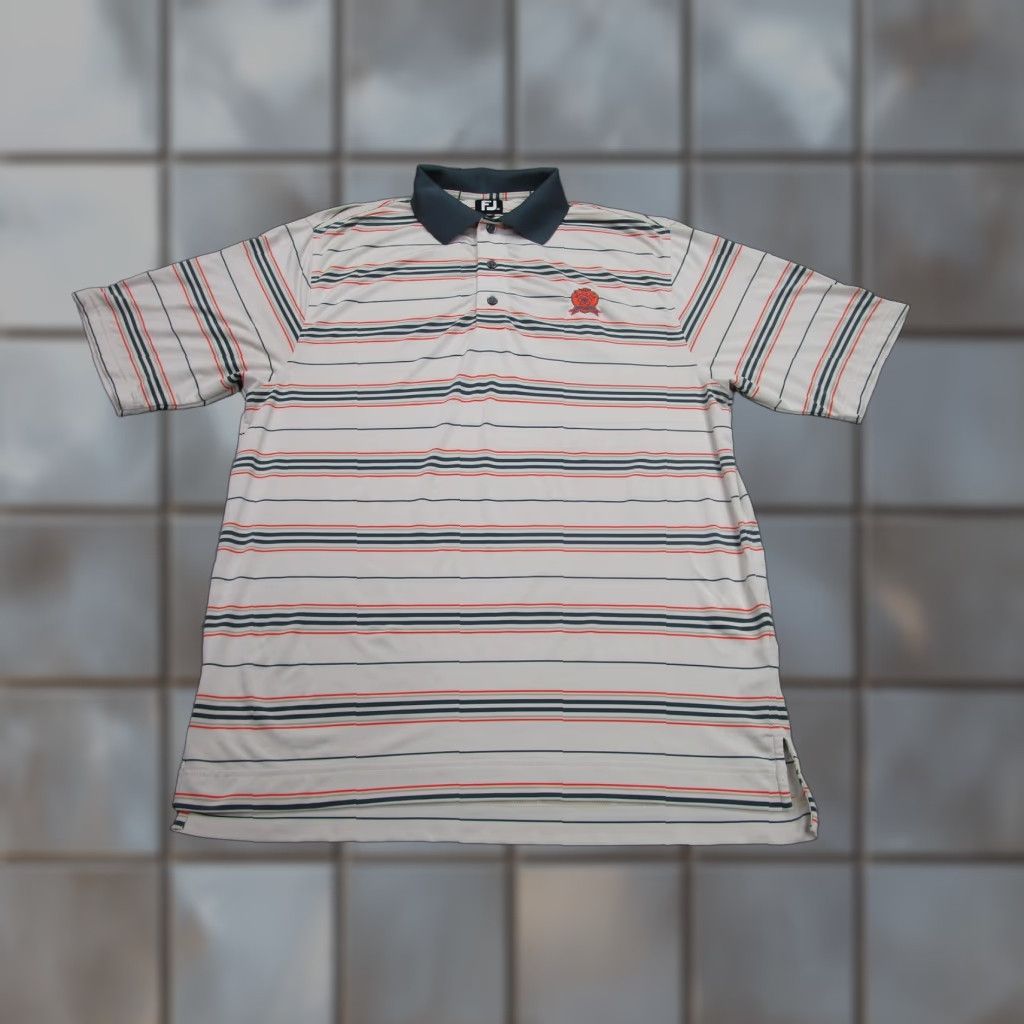 Footjoy FootJoy Polo Mens Medium Stripe Valencia CC Golf Performance Gray Orange Shirt Size US XL / EU 56 / 4 - 1 Thumbnail