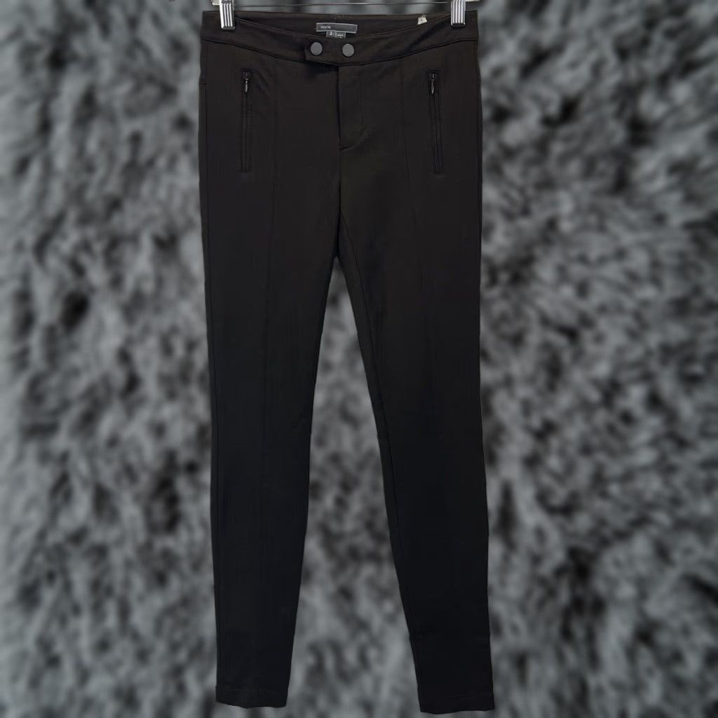Vince Womens Skinny Pants Vince Stretch Ponte Dark Brown Size 2 XL Size 26" / US 2 / IT 38 - 1 Thumbnail