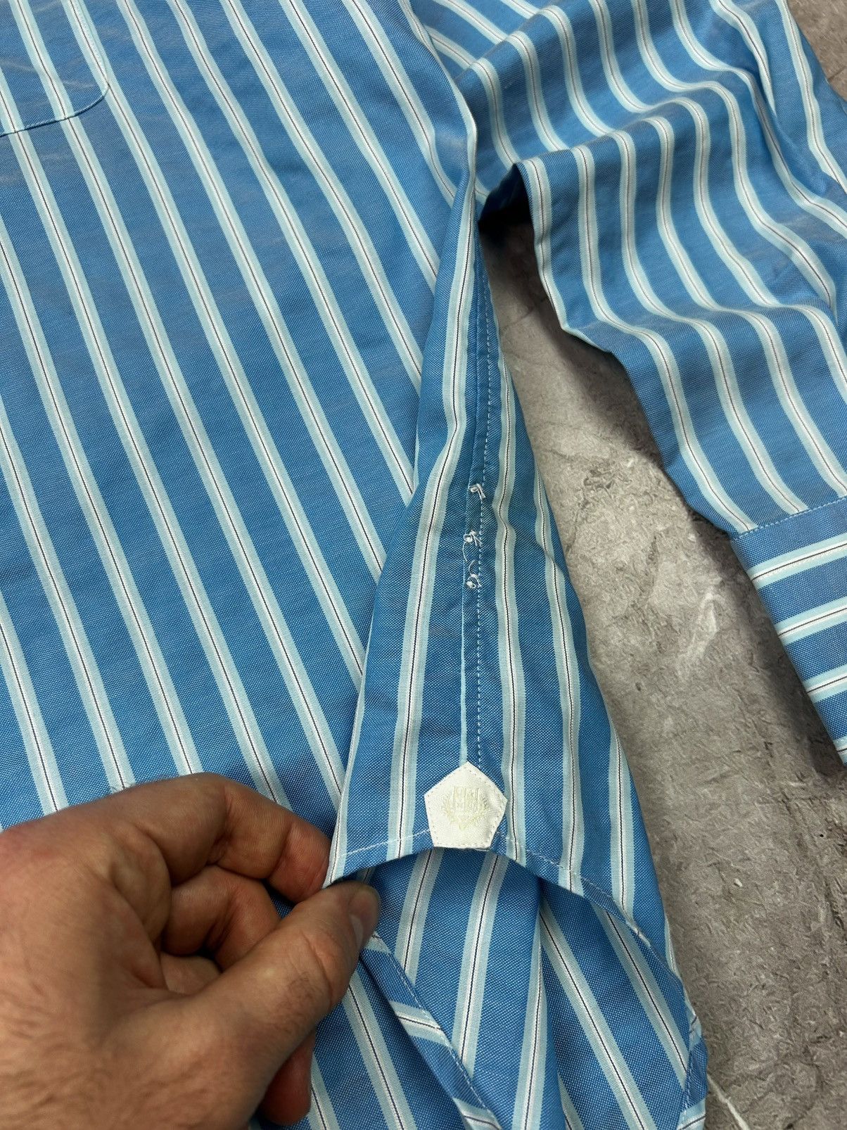 Loro Piana Loro Piana Shirt Button Up White Blue Stripped Cotton Formal Size US L / EU 52-54 / 3 - 12 Thumbnail