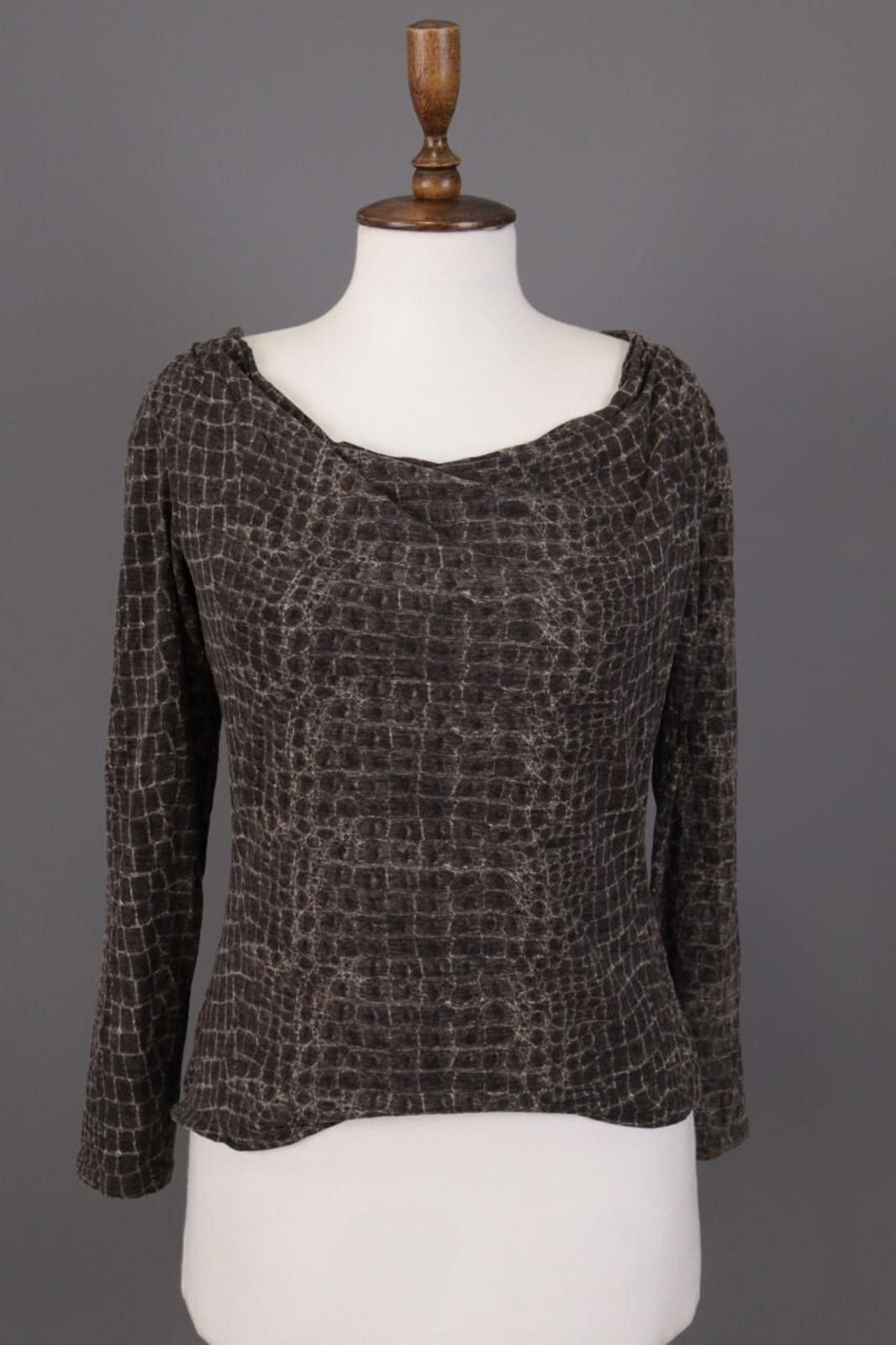 Designer Max Mara Blue Brown Wool Animals Printed Shirt Size S Size S / US 4 / IT 40 - 1 Thumbnail